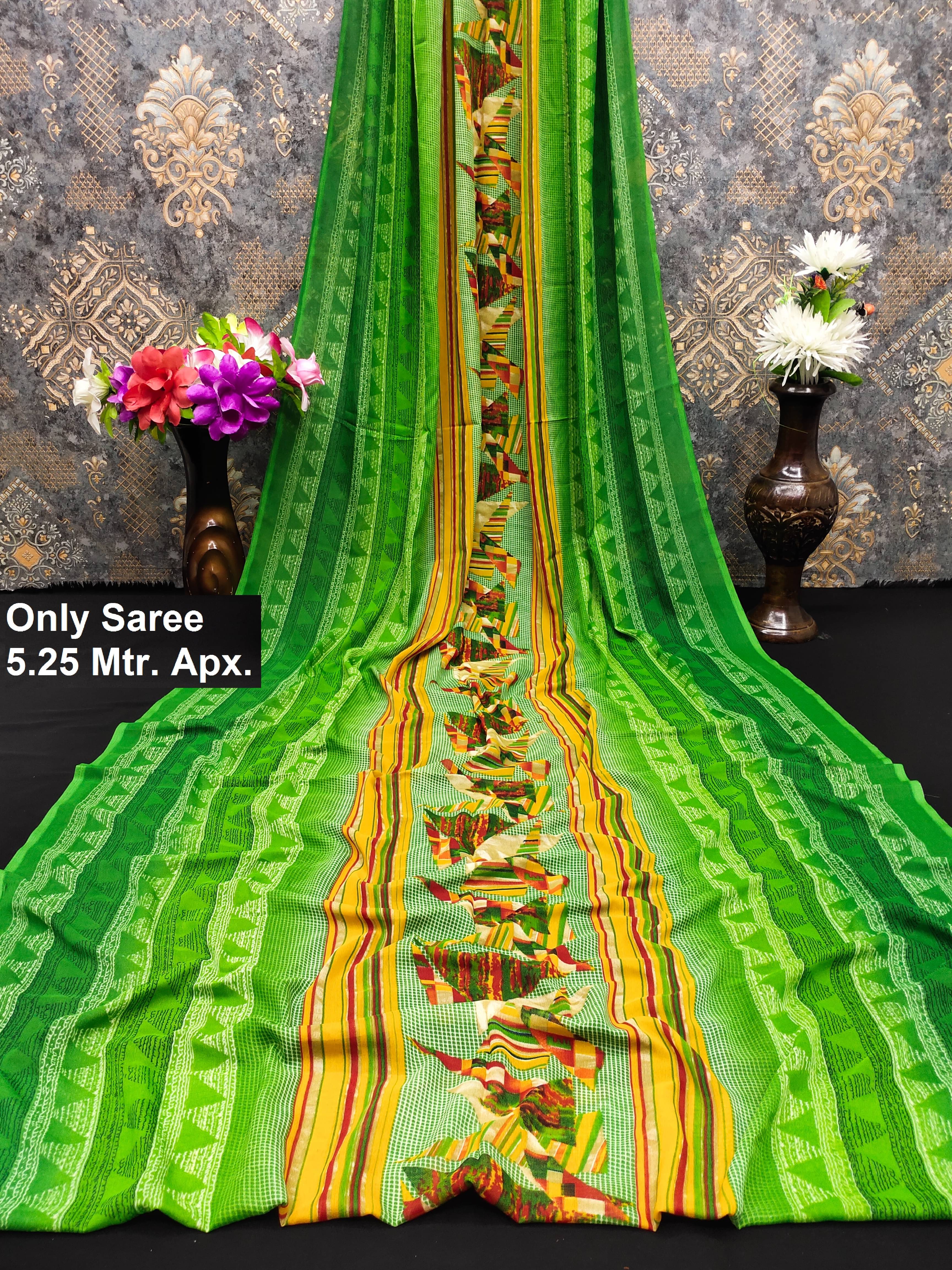 Kanooda Prints Georgette Printed Saree Without Blouse Piece ( LightGreen ) Kanooda Prints Georgette Printed Saree Without Blouse Piece ( LightGreen )