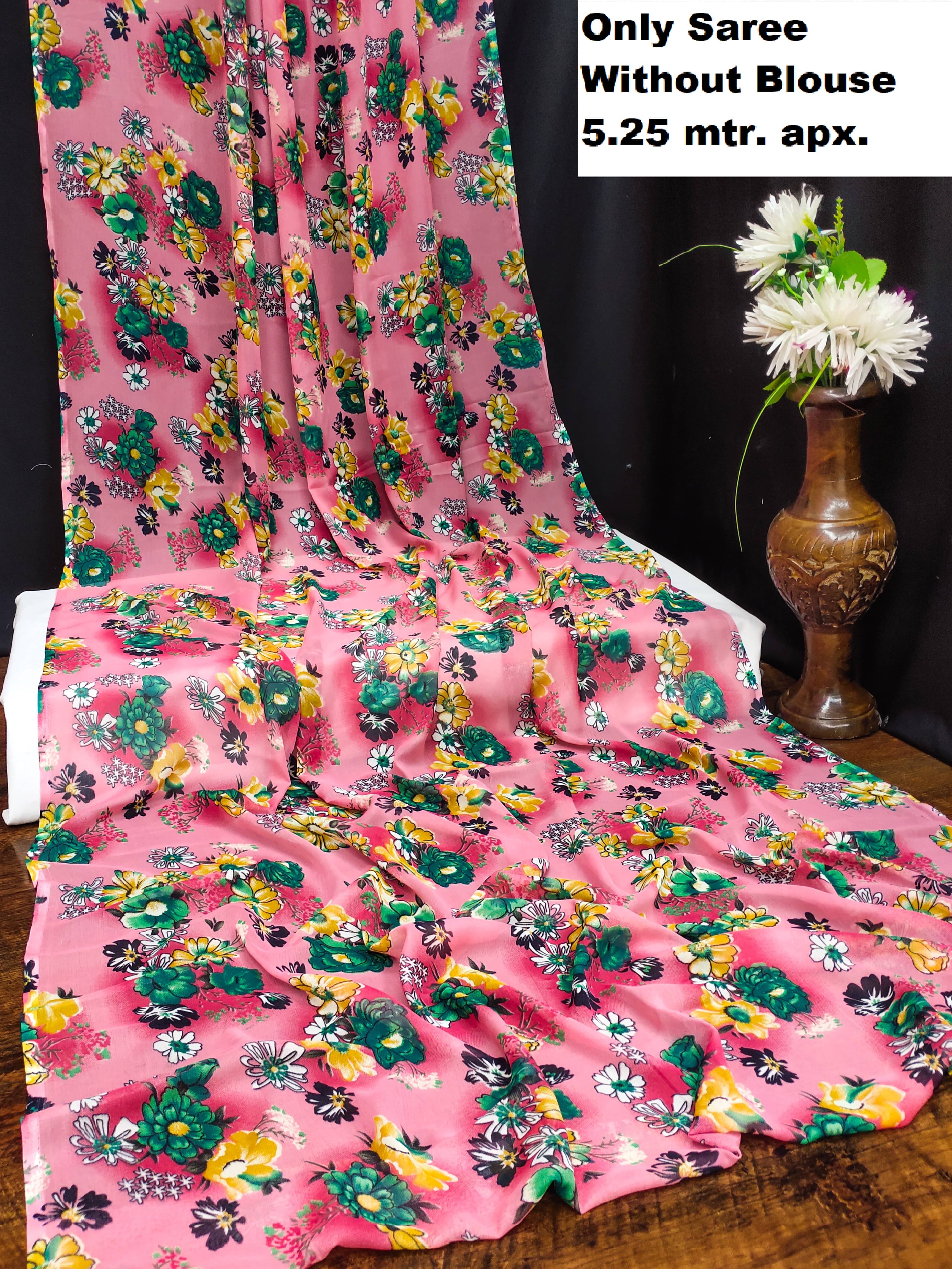     			Kanooda Prints Georgette Printed Saree Without Blouse Piece ( Pink )