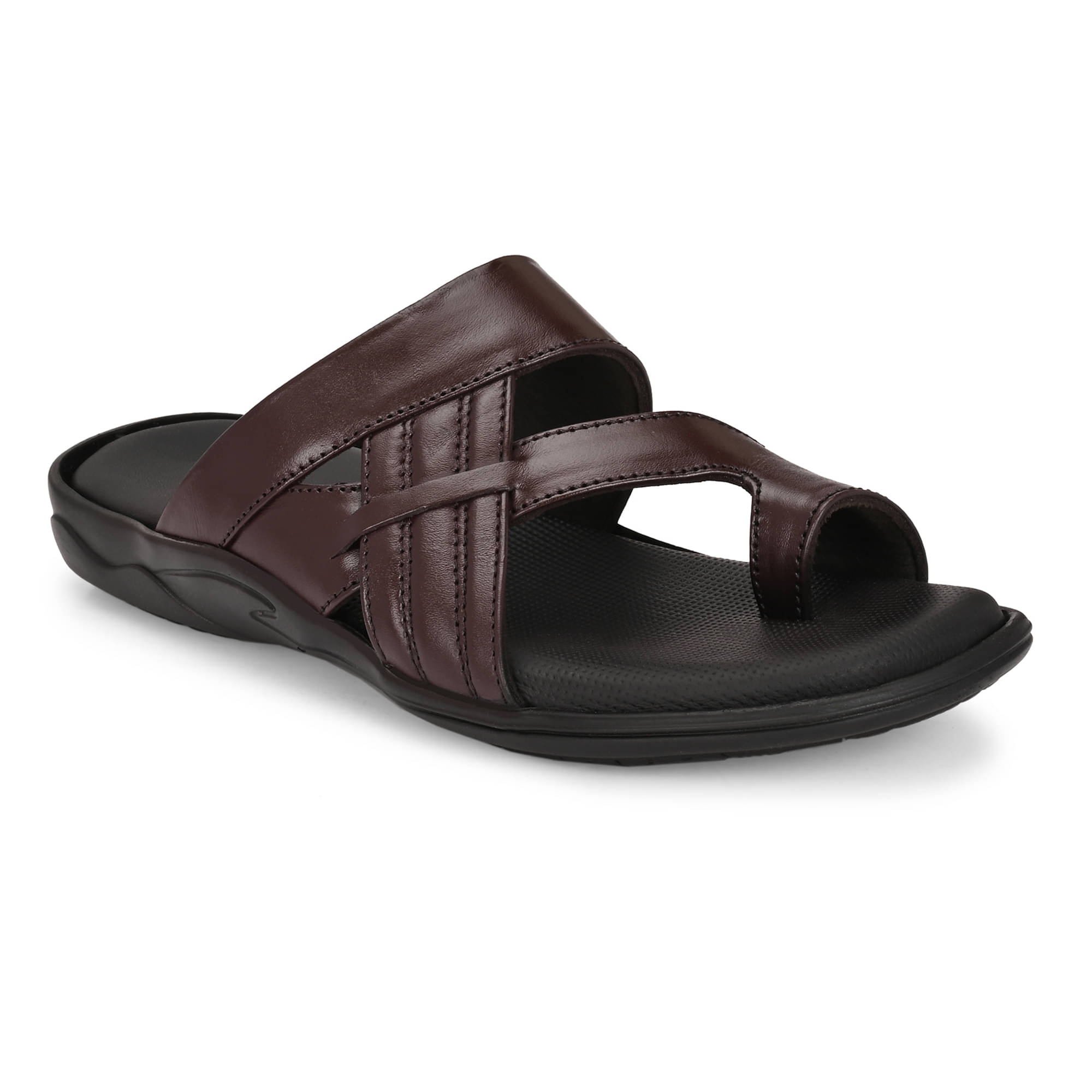     			Leeport Brown Men's Leather Slipper