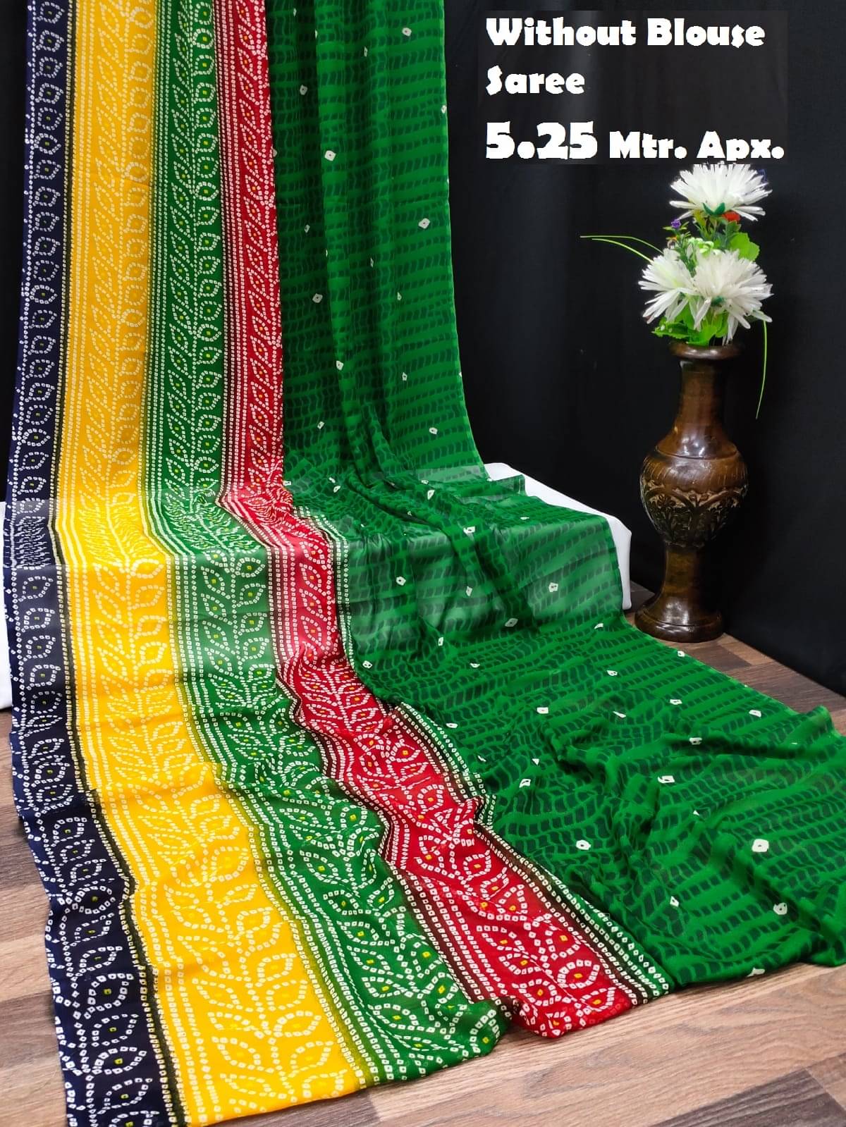 Maayro Georgette Printed Saree Without Blouse Piece ( Green ) Maayro Georgette Printed Saree Without Blouse Piece ( Green )