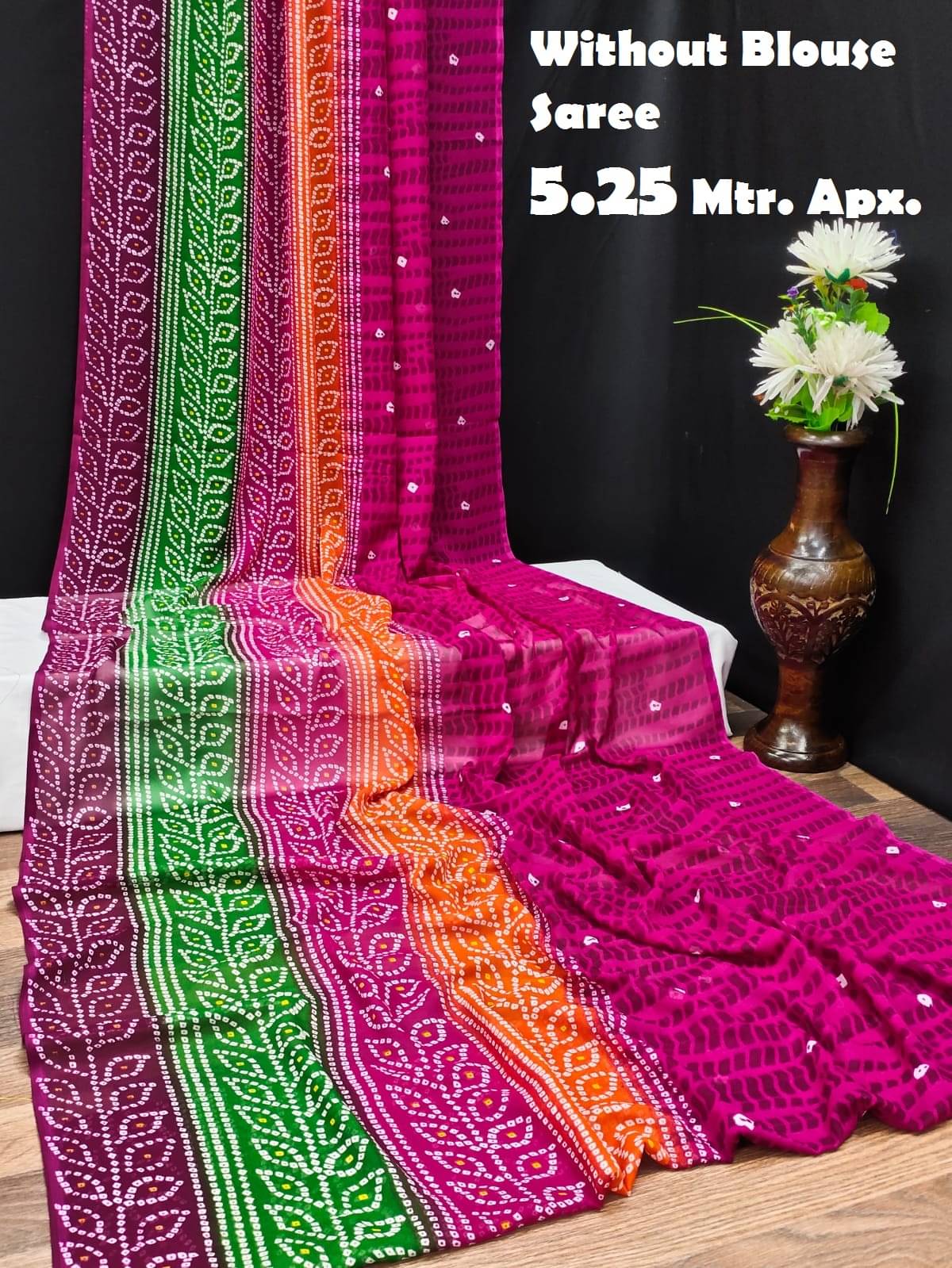Maayro Georgette Printed Saree Without Blouse Piece ( Rani ) Maayro Georgette Printed Saree Without Blouse Piece ( Rani )
