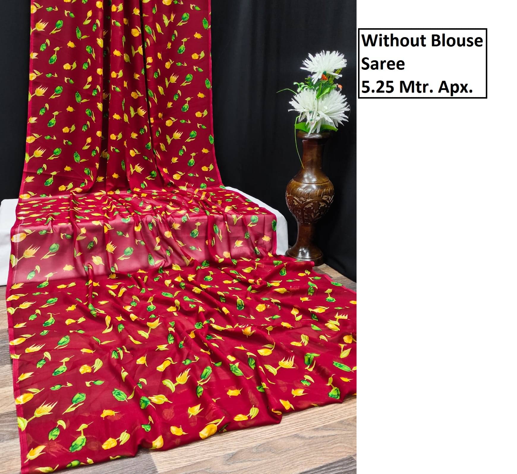     			Maayro Georgette Printed Saree Without Blouse Piece ( Multicolor )