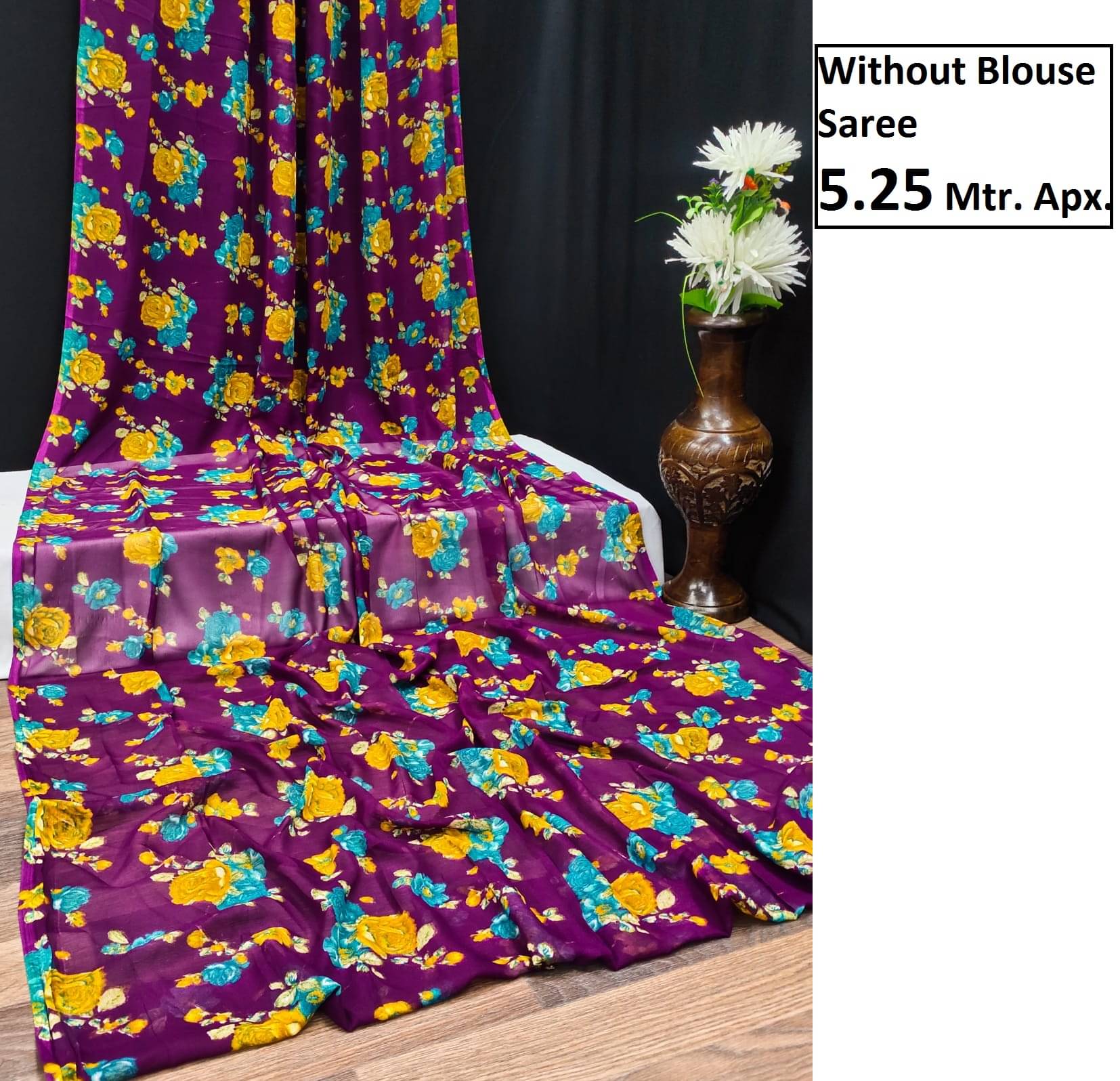 Maayro Georgette Printed Saree Without Blouse Piece ( Wine ) Maayro Georgette Printed Saree Without Blouse Piece ( Wine )