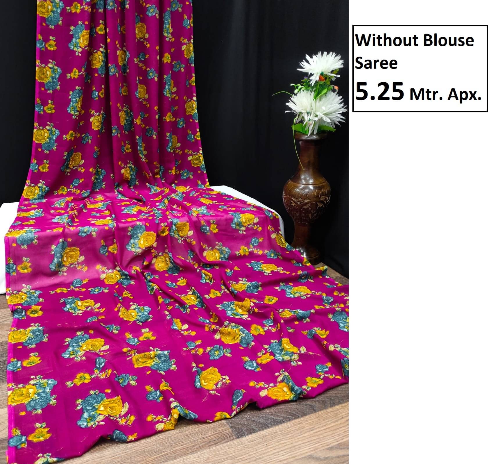     			Maayro Georgette Printed Saree Without Blouse Piece ( Rani )