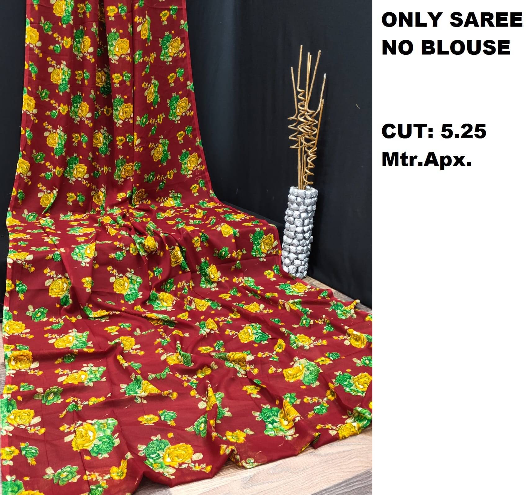 Maayro Georgette Printed Saree Without Blouse Piece ( Red ) Maayro Georgette Printed Saree Without Blouse Piece ( Red )