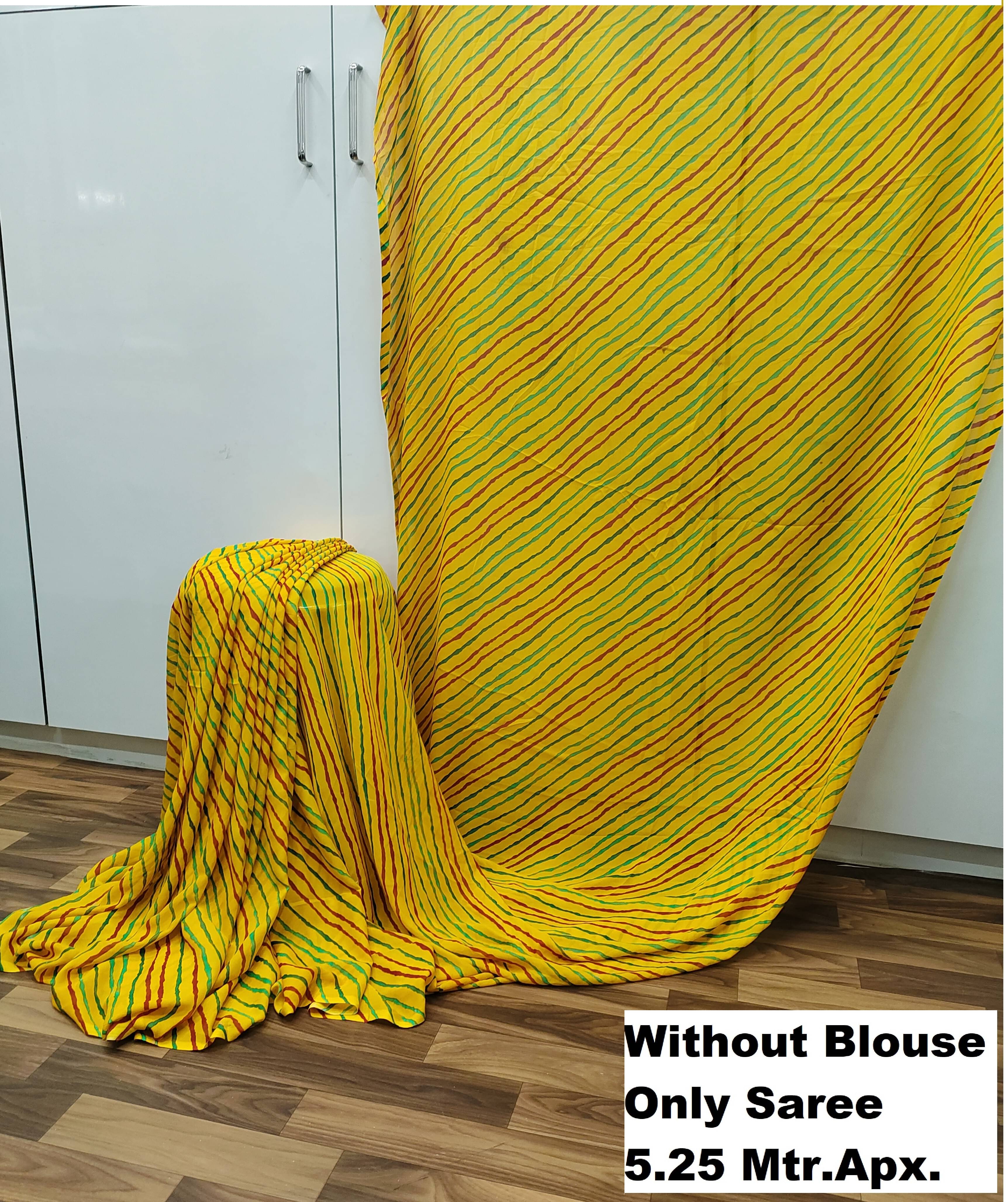 Maayro Georgette Printed Saree Without Blouse Piece ( Yellow ) Maayro Georgette Printed Saree Without Blouse Piece ( Yellow )