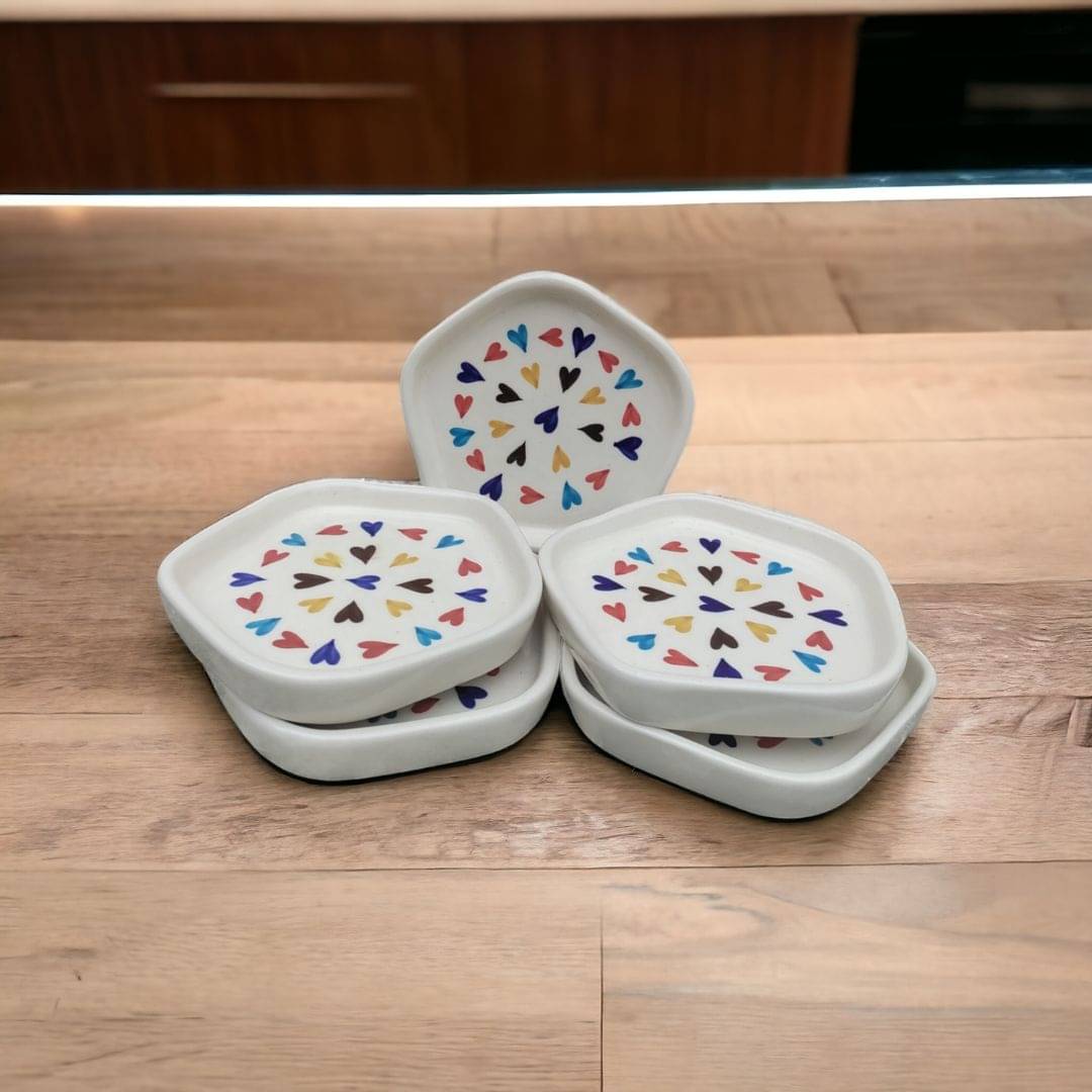     			Malaikah 5 Pcs Ceramic Multi Color Dessert Plate