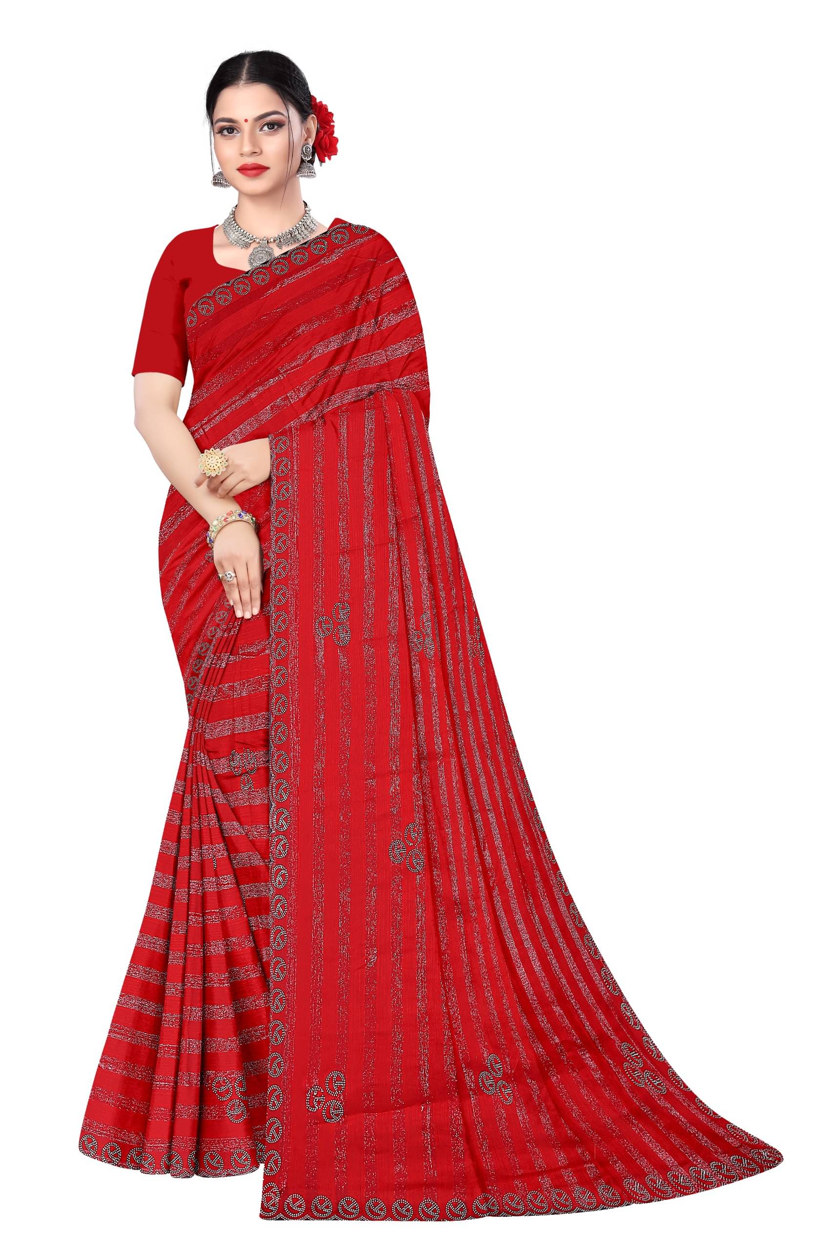 NN Chiffon Solid Saree With Unstitched Blouse Piece ( Red ) NN Chiffon Solid Saree With Unstitched Blouse Piece ( Red )
