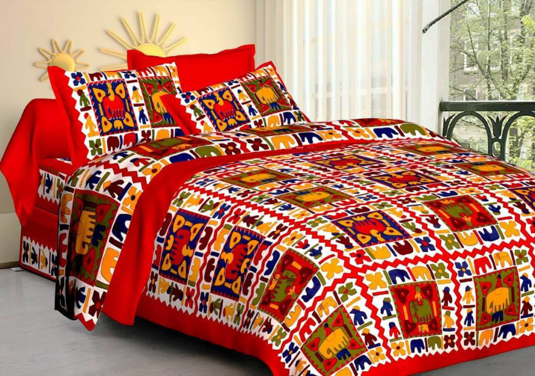 Navkar Creation Cotton 1 Double Bedsheet with 2 Pillow Covers ( Multicolor ) Navkar Creation Cotton 1 Double Bedsheet with 2 Pillow Covers ( Multicolor )