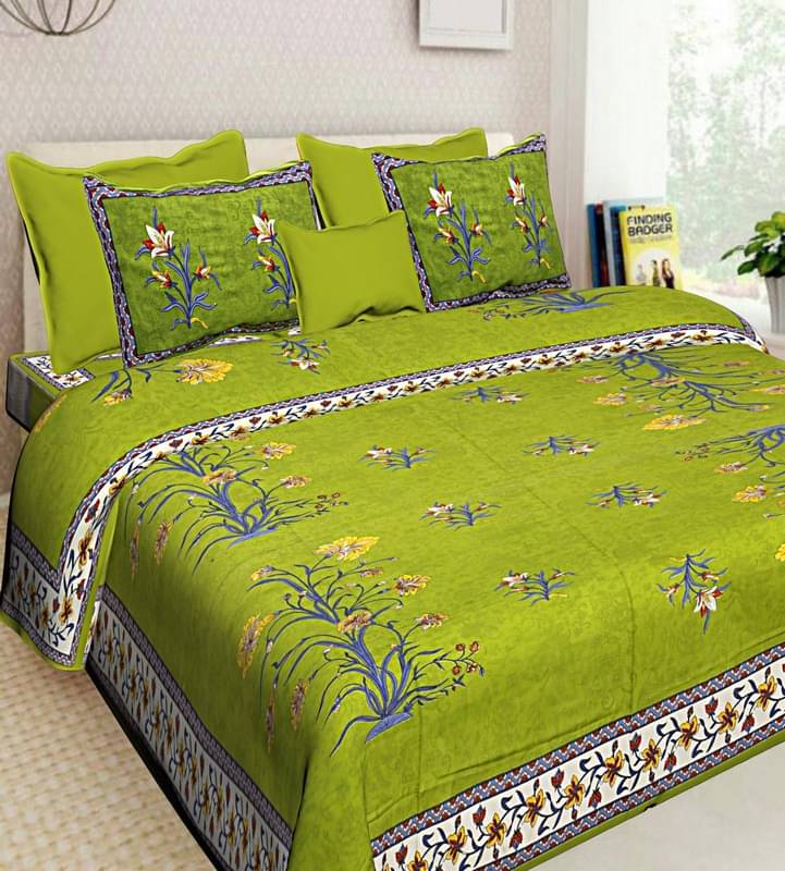     			Navkar Creation Cotton 1 Double Bedsheet with 2 Pillow Covers ( Green )