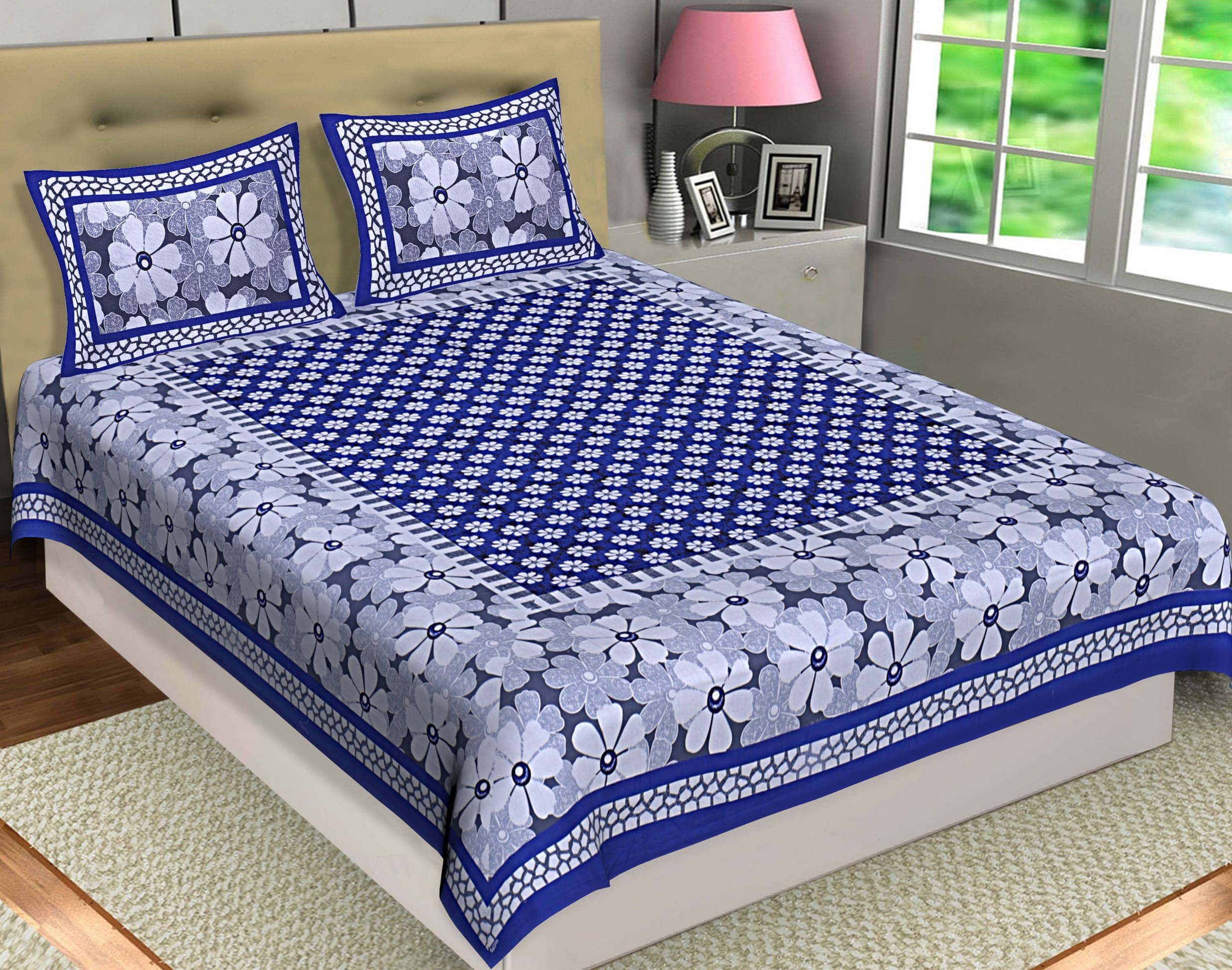     			Navkar Creation Cotton 1 Double Bedsheet with 2 Pillow Covers ( Multicolor )