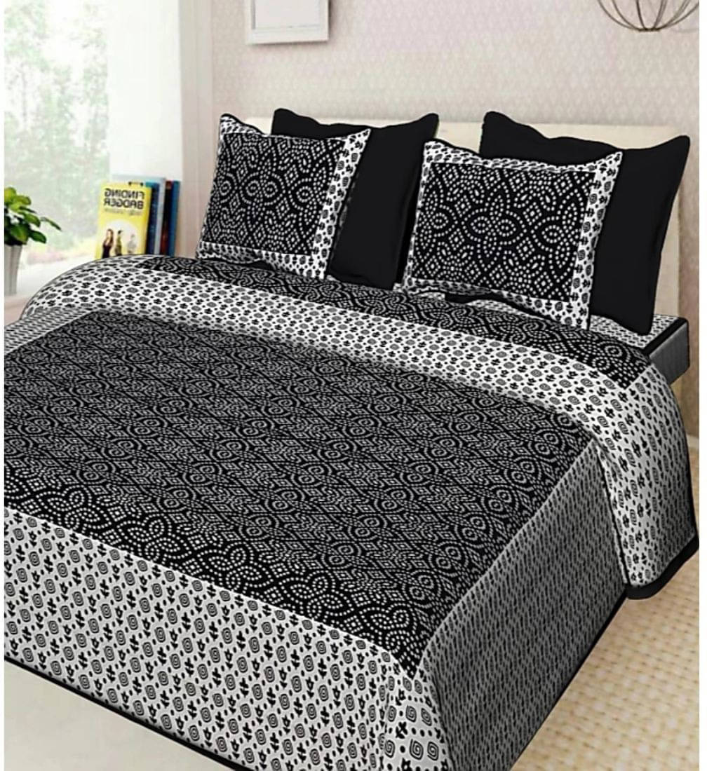     			Navkar Creation Cotton 1 Double Bedsheet with 2 Pillow Covers ( Black )