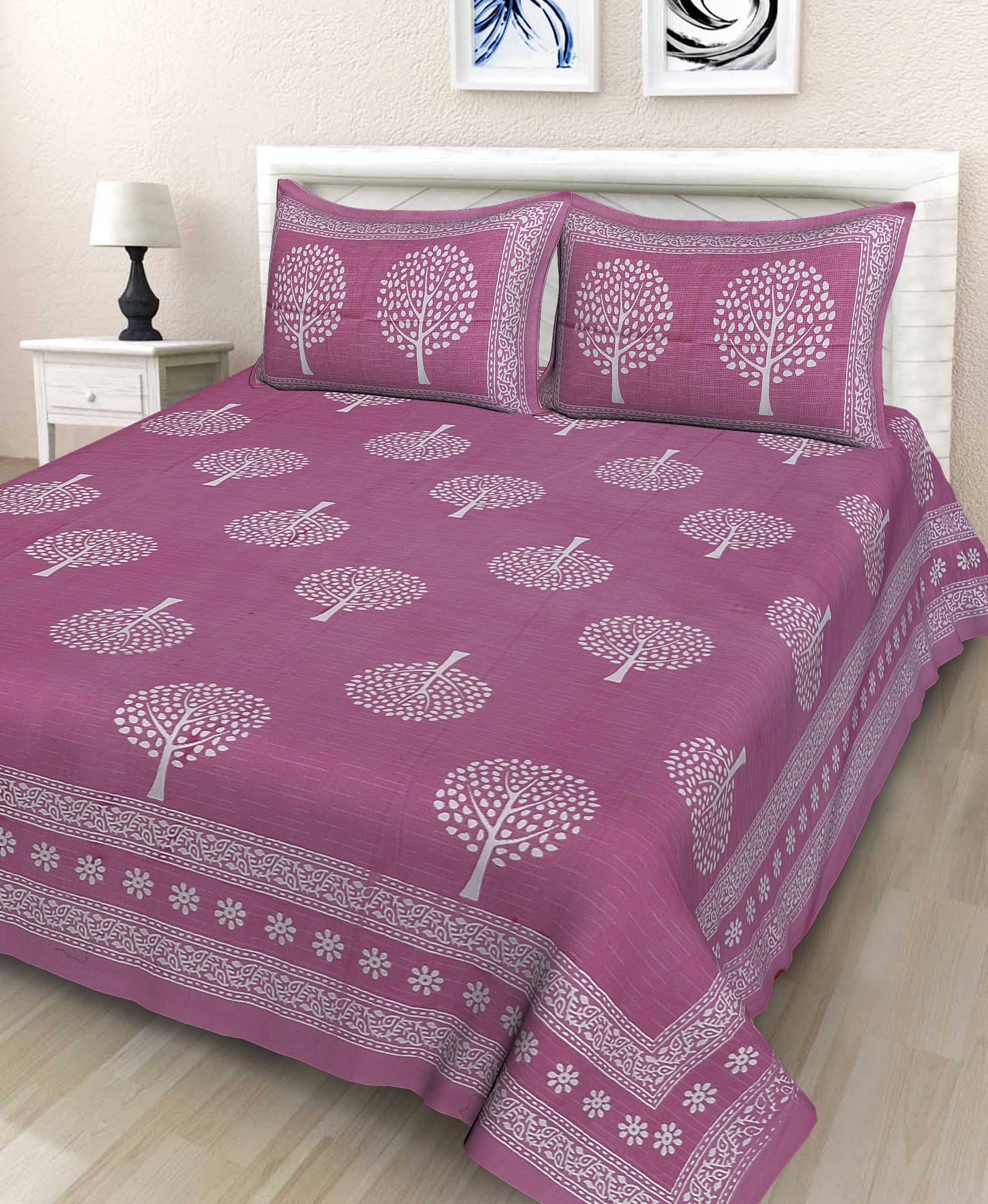 Navkar Creation Cotton 1 Double Bedsheet with 2 Pillow Covers ( Pink ) Navkar Creation Cotton 1 Double Bedsheet with 2 Pillow Covers ( Pink )