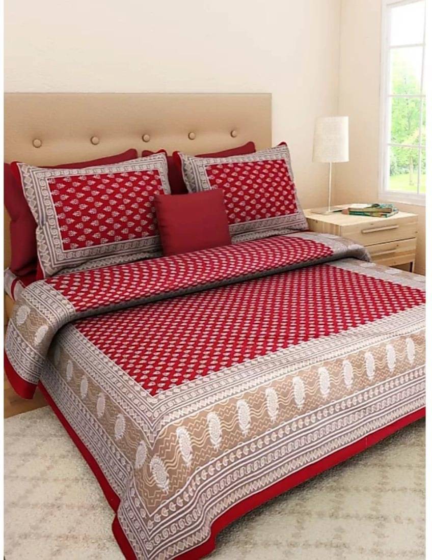 Navkar Creation Cotton 1 Double Bedsheet with 2 Pillow Covers ( Maroon ) Navkar Creation Cotton 1 Double Bedsheet with 2 Pillow Covers ( Maroon )