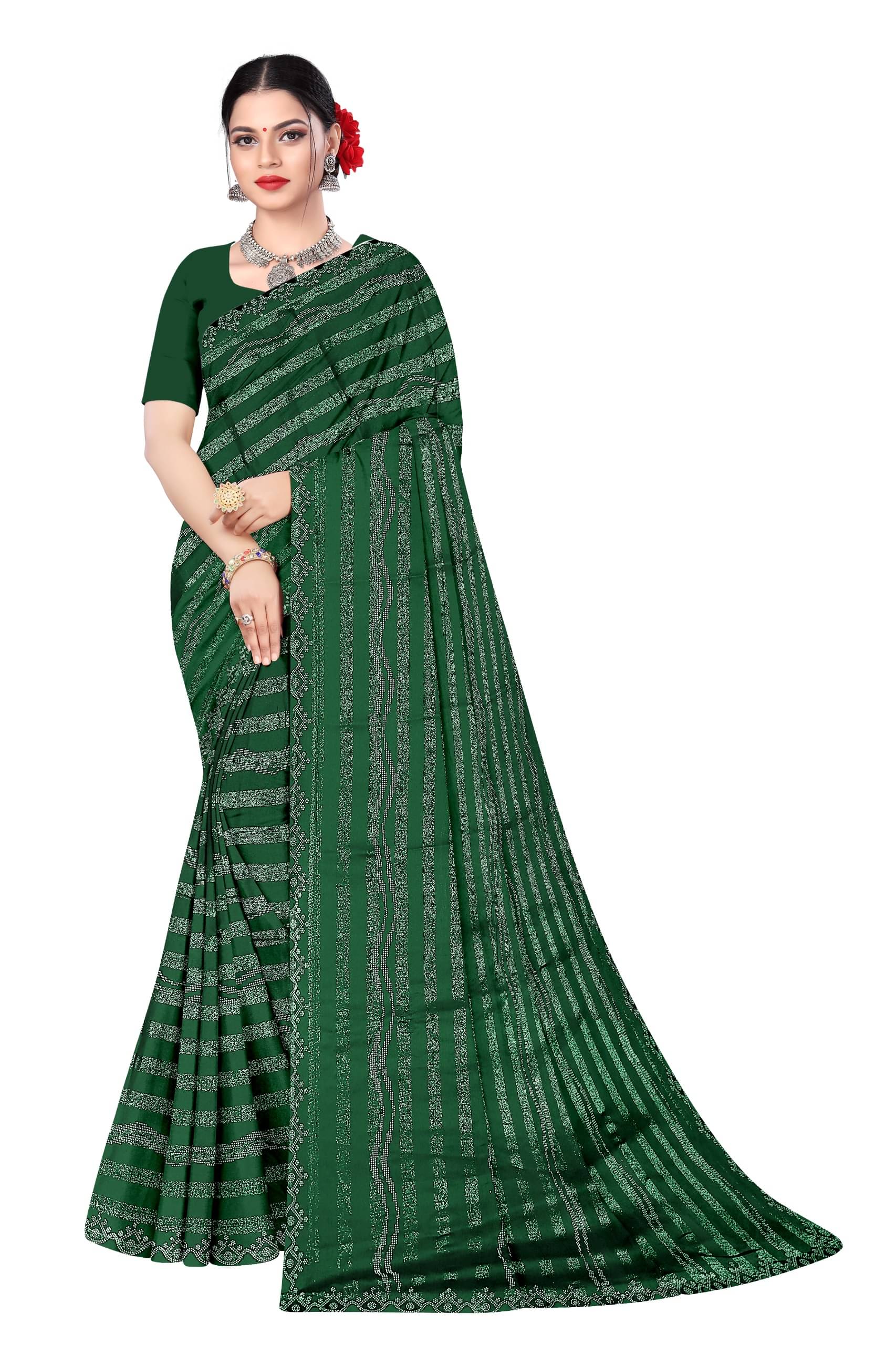 Nirva Creation Chiffon Self Design Saree With Unstitched Blouse Piece ( Green ) Nirva Creation Chiffon Self Design Saree With Unstitched Blouse Piece ( Green )