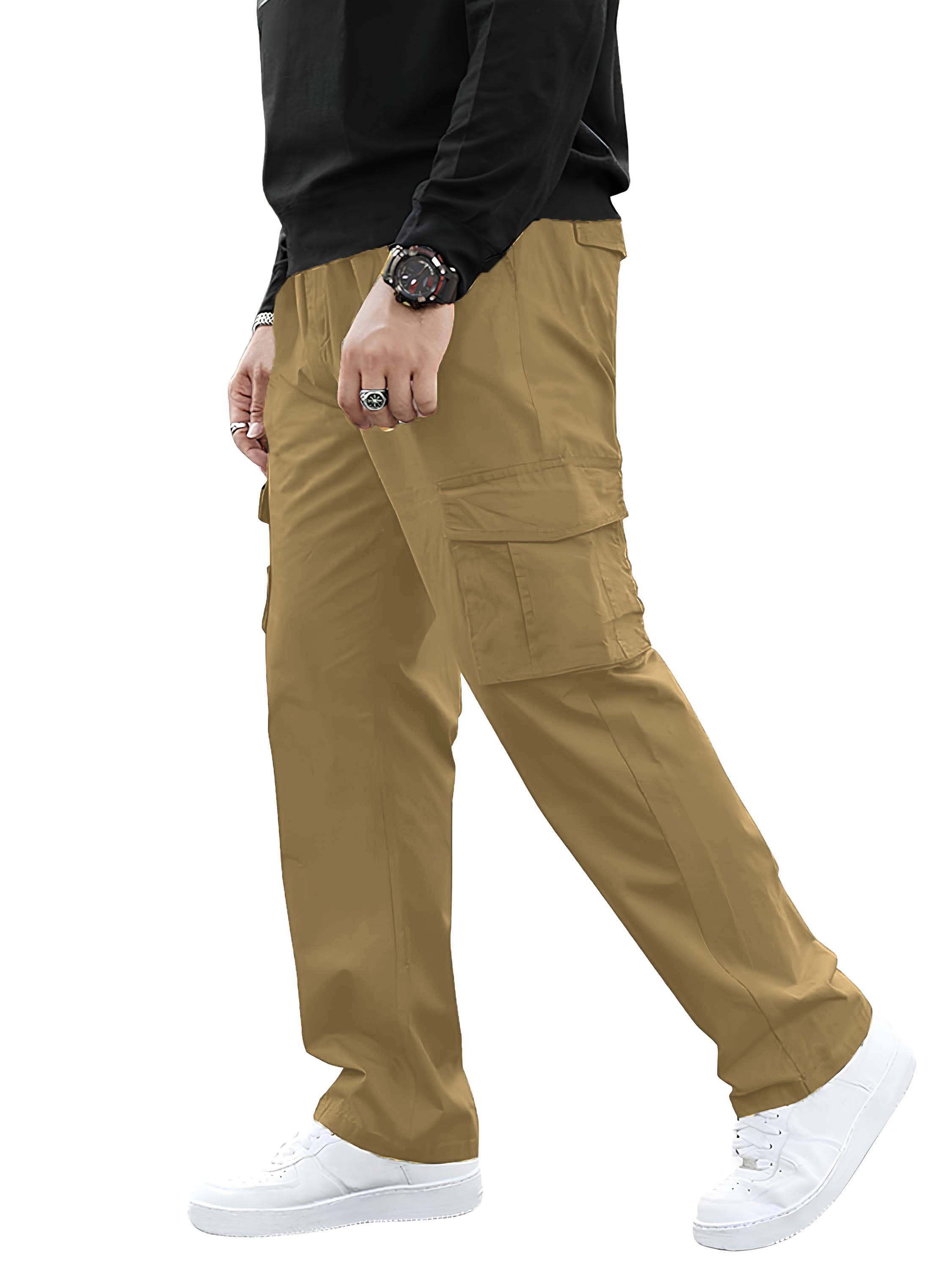 Reoutlook Regular Flat Men's Cargos - Khaki ( Pack of 1 ) - Trousers | Buy online on ZillyBuy