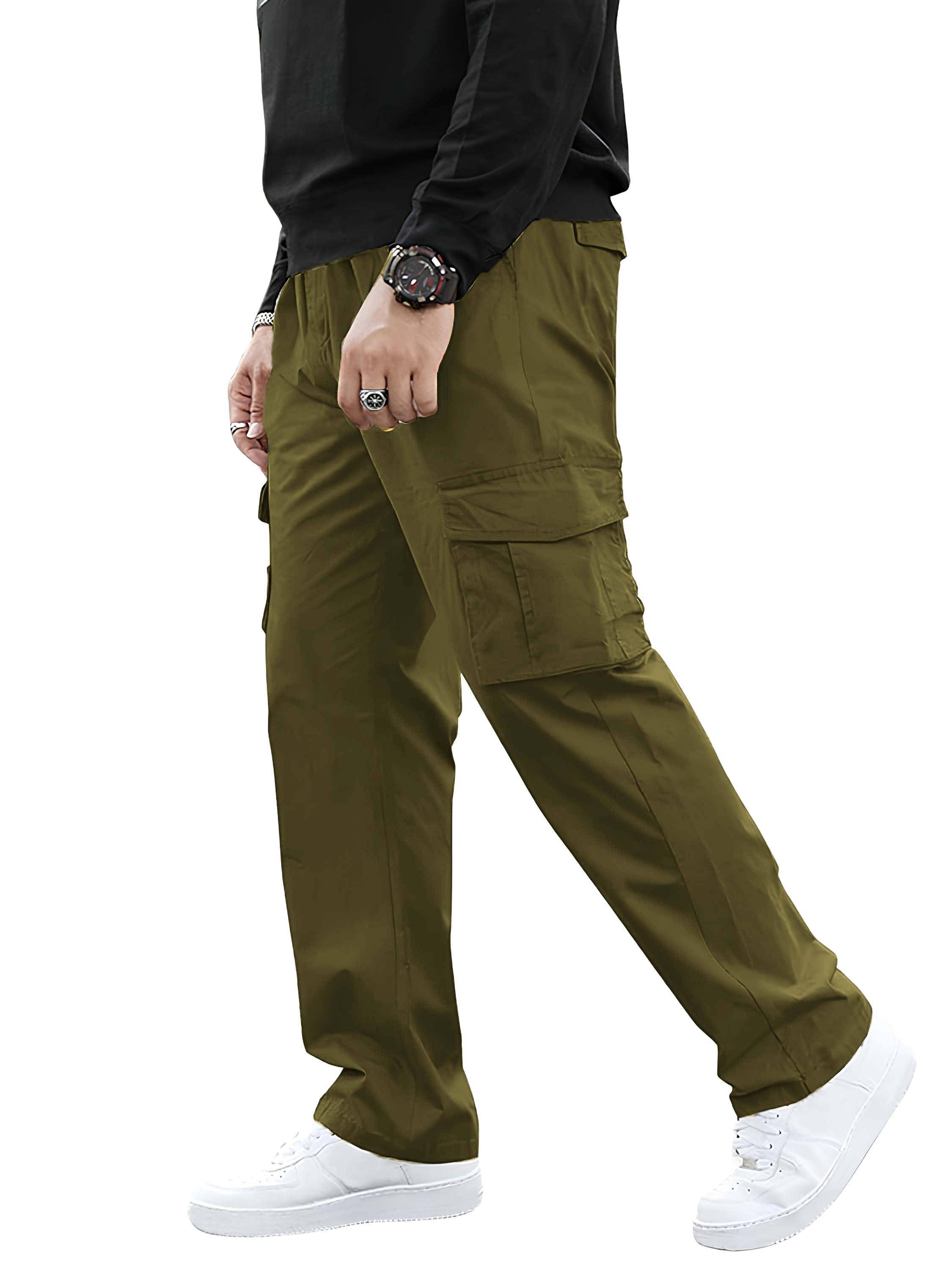 Reoutlook Regular Flat Men's Cargos - Green ( Pack of 1 ) - Trousers | Buy online on ZillyBuy