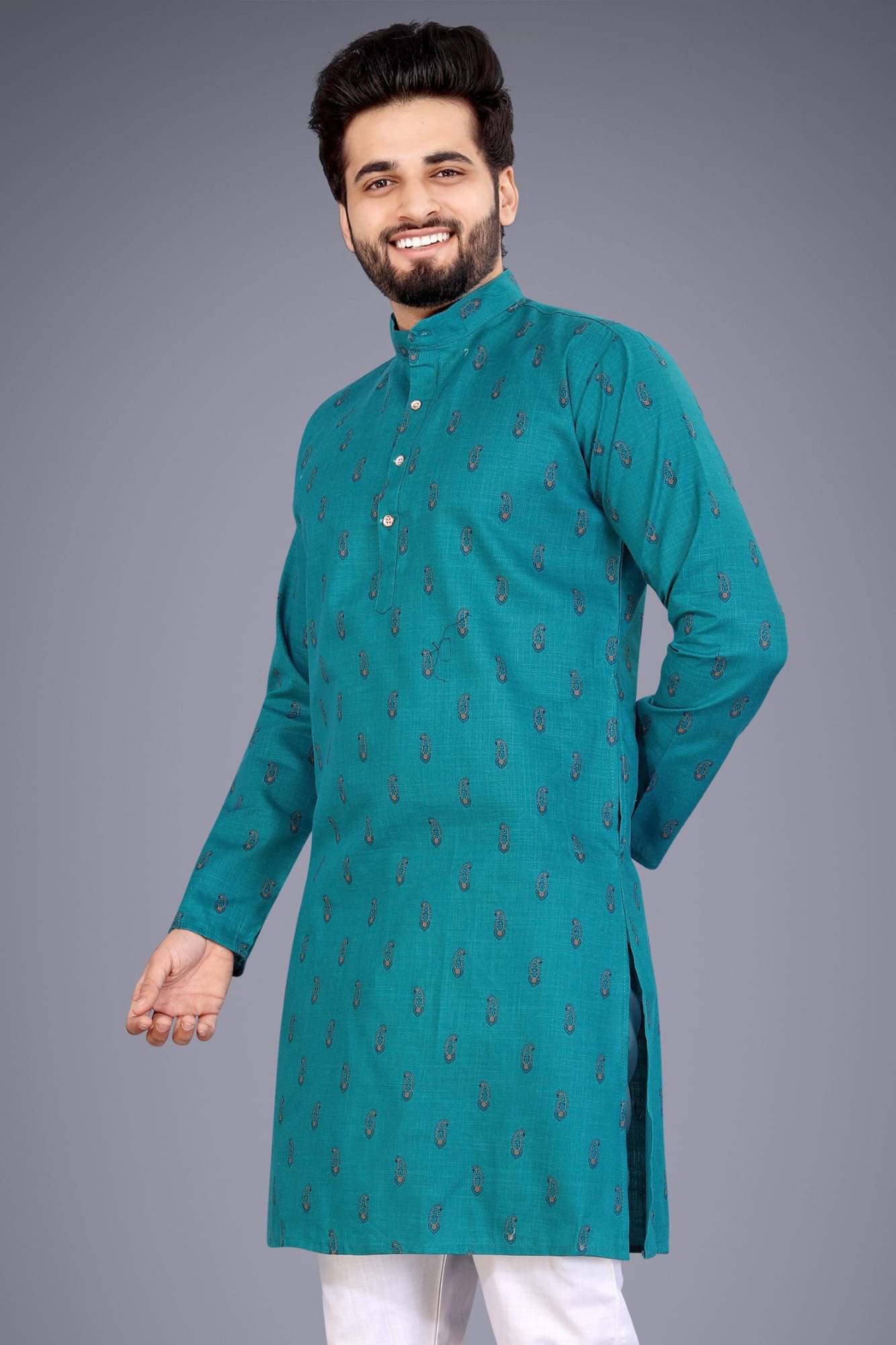     			SOPANI Blue Cotton Blend Men's Regular Kurta ( Pack of 1 )