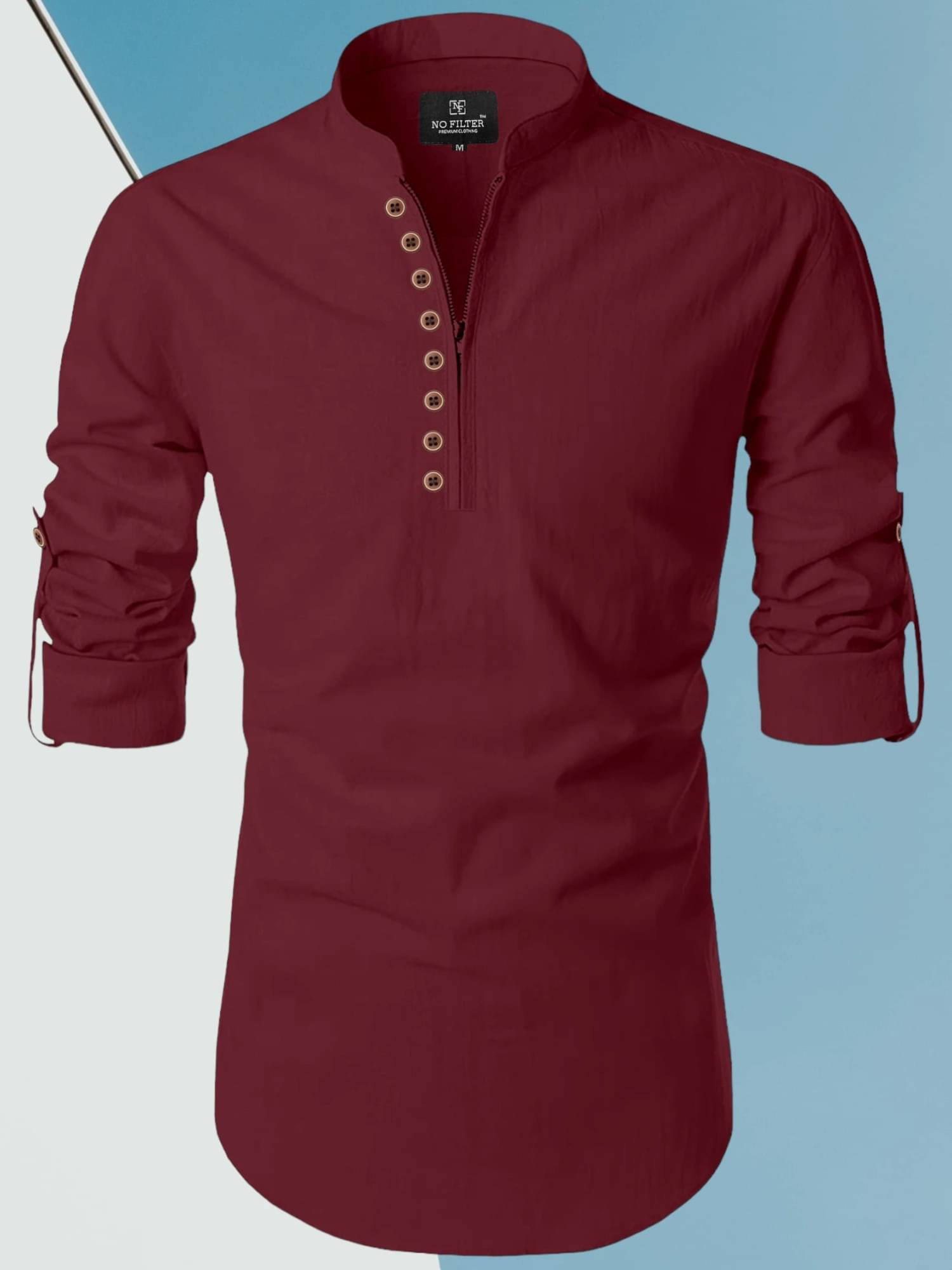     			SOPANI Maroon Cotton Blend Men's Regular Kurta ( Pack of 1 )