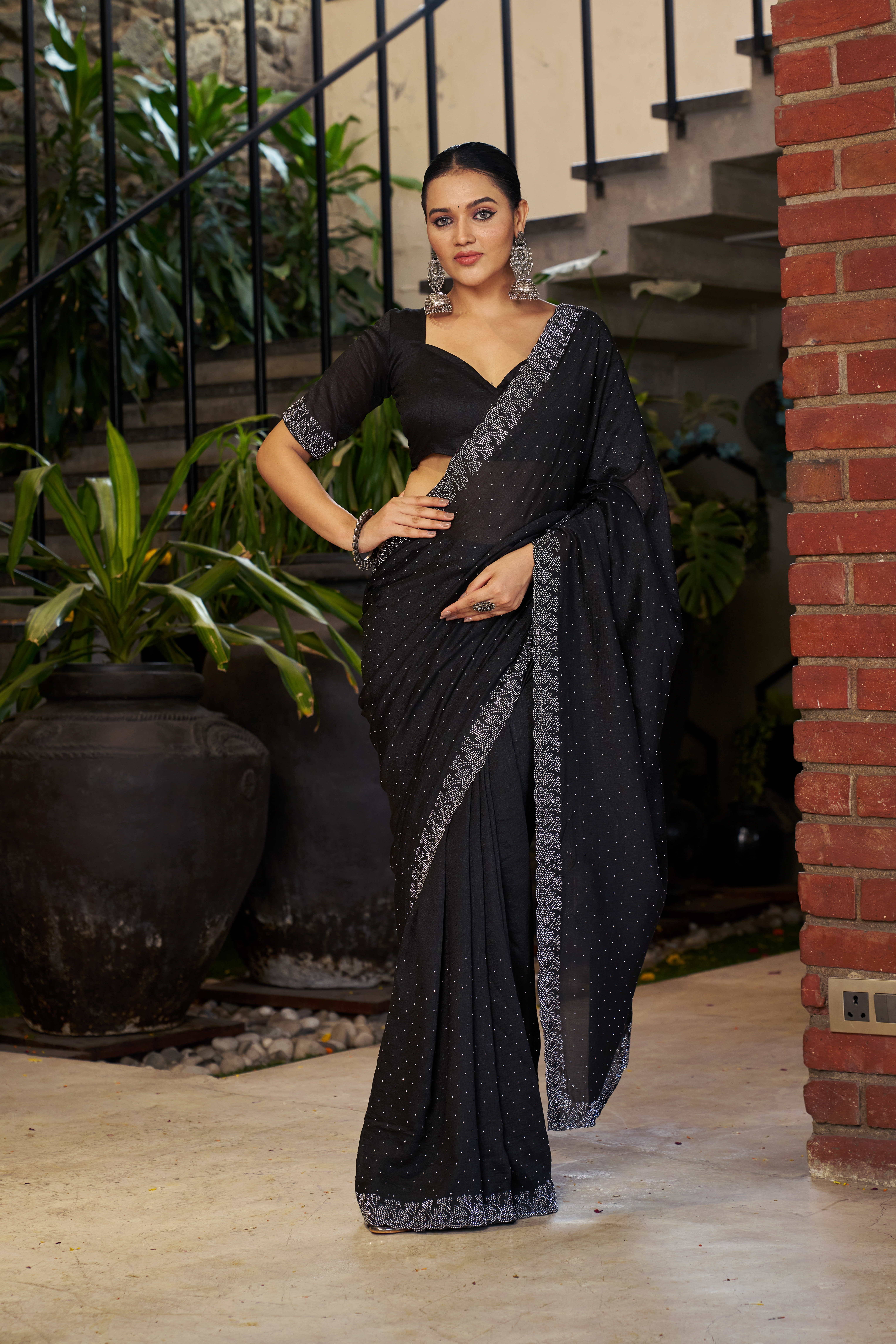 Sitanjali Silk Blend Embellished Ready to Wear Saree With Unstitched Blouse Piece ( Black ) Sitanjali Silk Blend Embellished Ready to Wear Saree With Unstitched Blouse Piece ( Black )