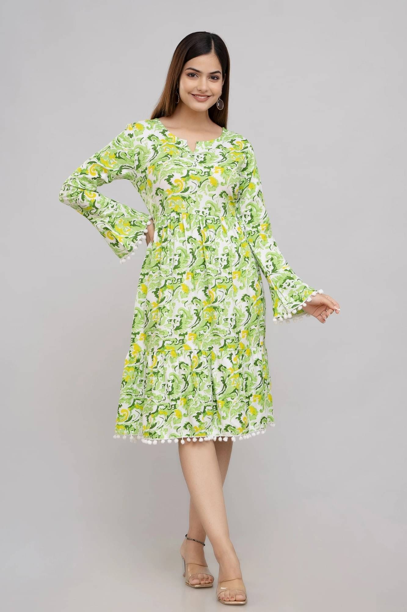     			TRENDSWILL Women's Viscose Rayon Printed A-line Dress ( Multicolor 2 )