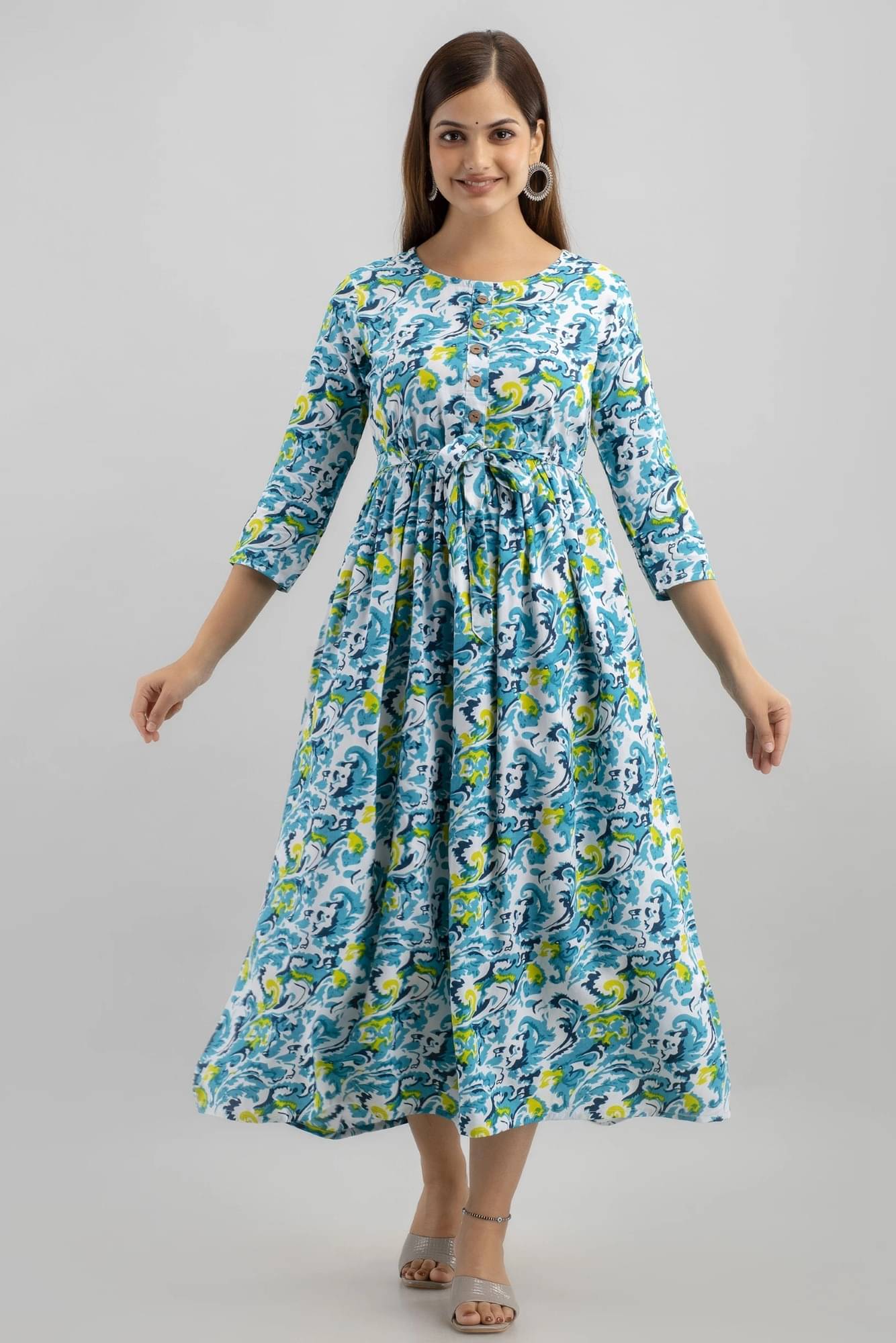     			TRENDSWILL Women's Viscose Rayon Printed Gown ( Blue )