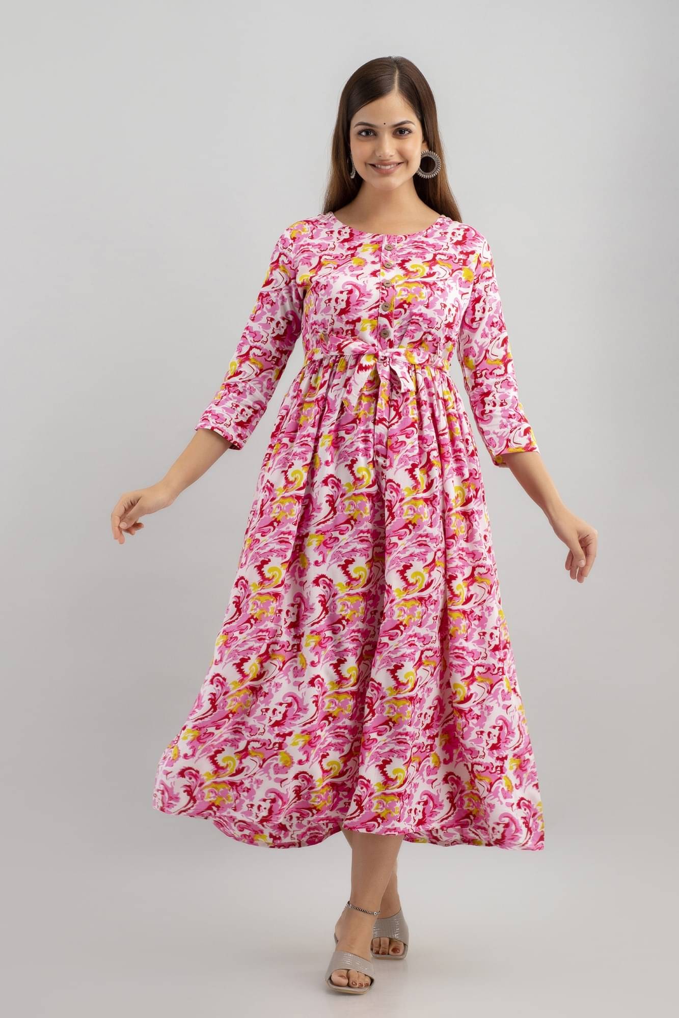     			TRENDSWILL Women's Viscose Rayon Printed Gown ( Pink )