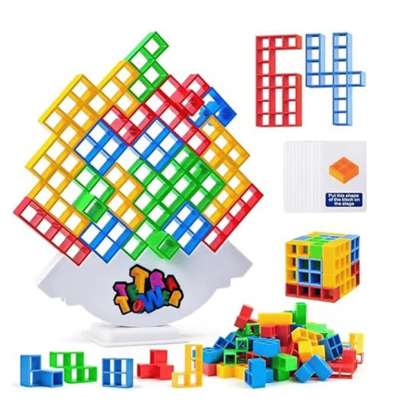     			Tetra Tower Game 34 Blocks & 22 Cards, Swing Stack High Child Balance Building Block, Interactive STEM Toy for Family