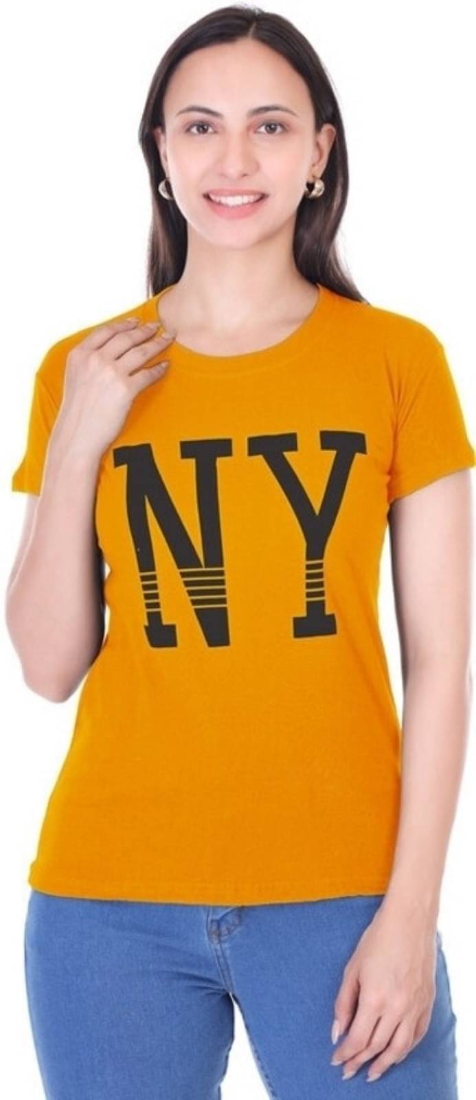 Urboholic Women Cotton Printed Regular Round Neck T-Shirt ( Yellow ) Urboholic Women Cotton Printed Regular Round Neck T-Shirt ( Yellow )