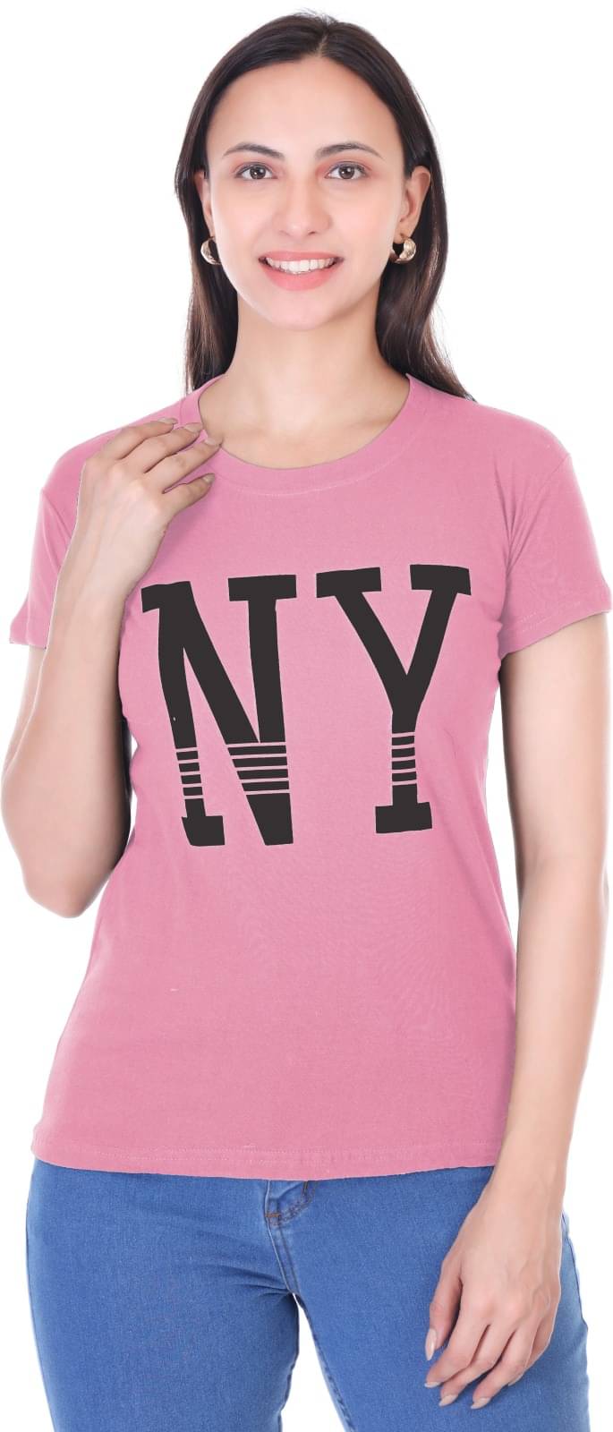 Urboholic Women Cotton Printed Regular Round Neck T-Shirt ( Pink ) Urboholic Women Cotton Printed Regular Round Neck T-Shirt ( Pink )