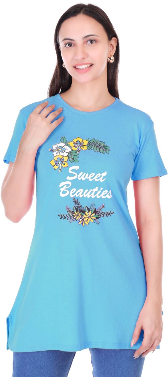     			Urboholic Women's Cotton Regular Top ( Light Blue )