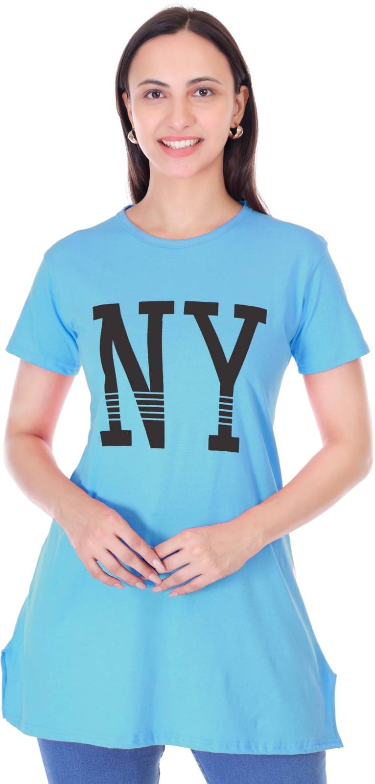 Urboholic Women's Cotton Regular Top ( Light Blue ) Urboholic Women's Cotton Regular Top ( Light Blue )
