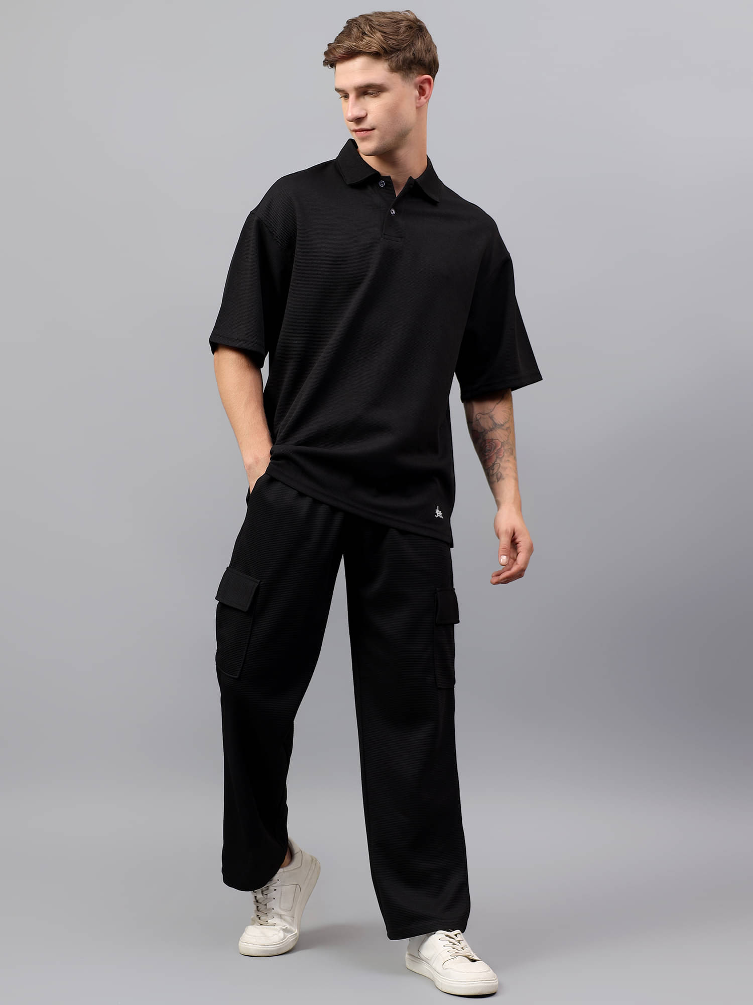     			YHA Men's T-shirt With Trackpants Co-Ords Set ( Pack of 1 , Black )