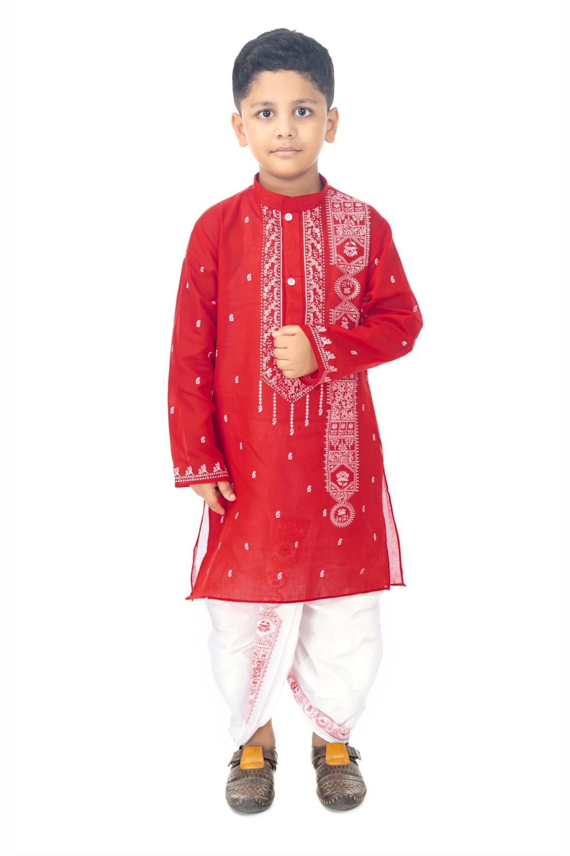     			s muktar garments Baby Boys Cotton Blend Red Dhoti Kurta Set ( Pack of 1 )