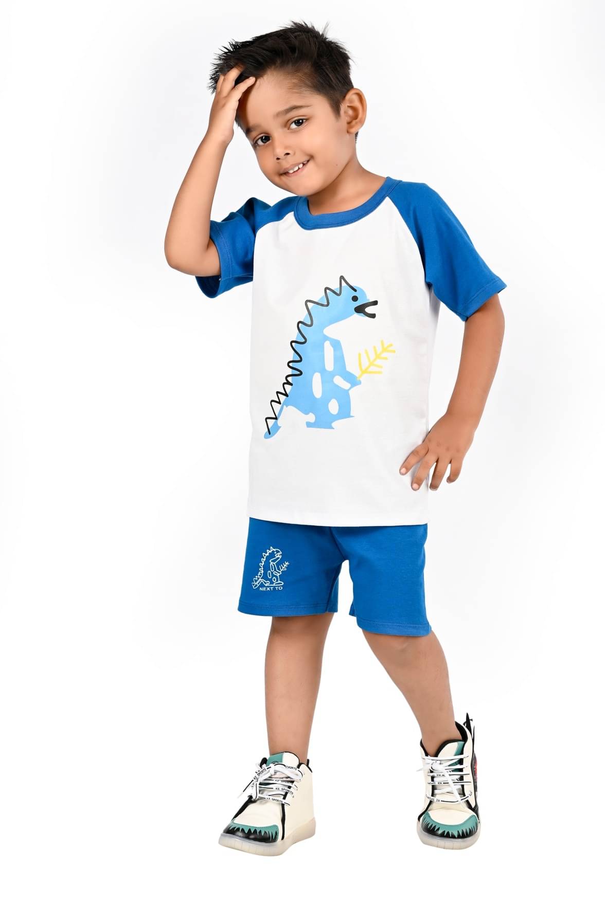 s muktar garments Pack of 1 Baby Boys Cotton Blend T-Shirt & Shorts Set ( Blue ) s muktar garments Pack of 1 Baby Boys Cotton Blend T-Shirt & Shorts Set ( Blue )