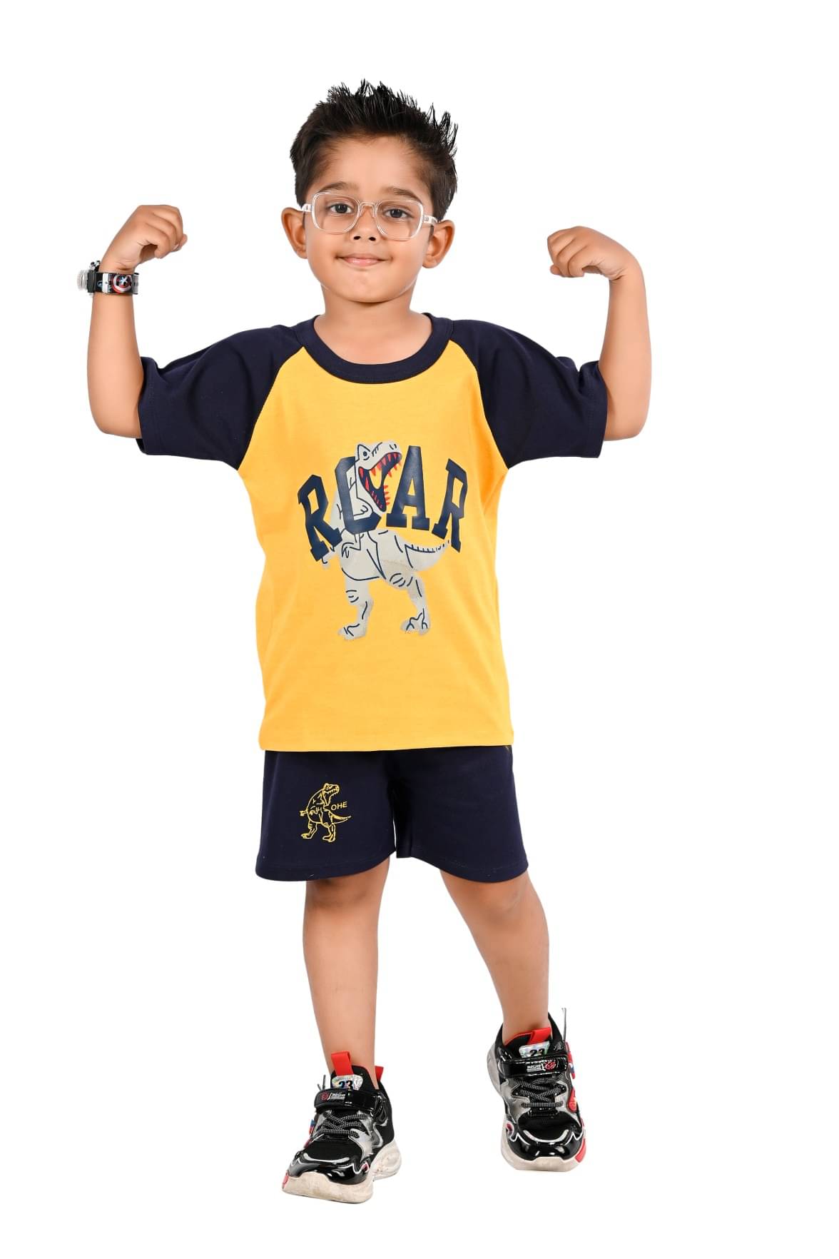     			s muktar garments Pack of 1 Baby Boys Cotton Blend T-Shirt & Shorts Set ( Navy )