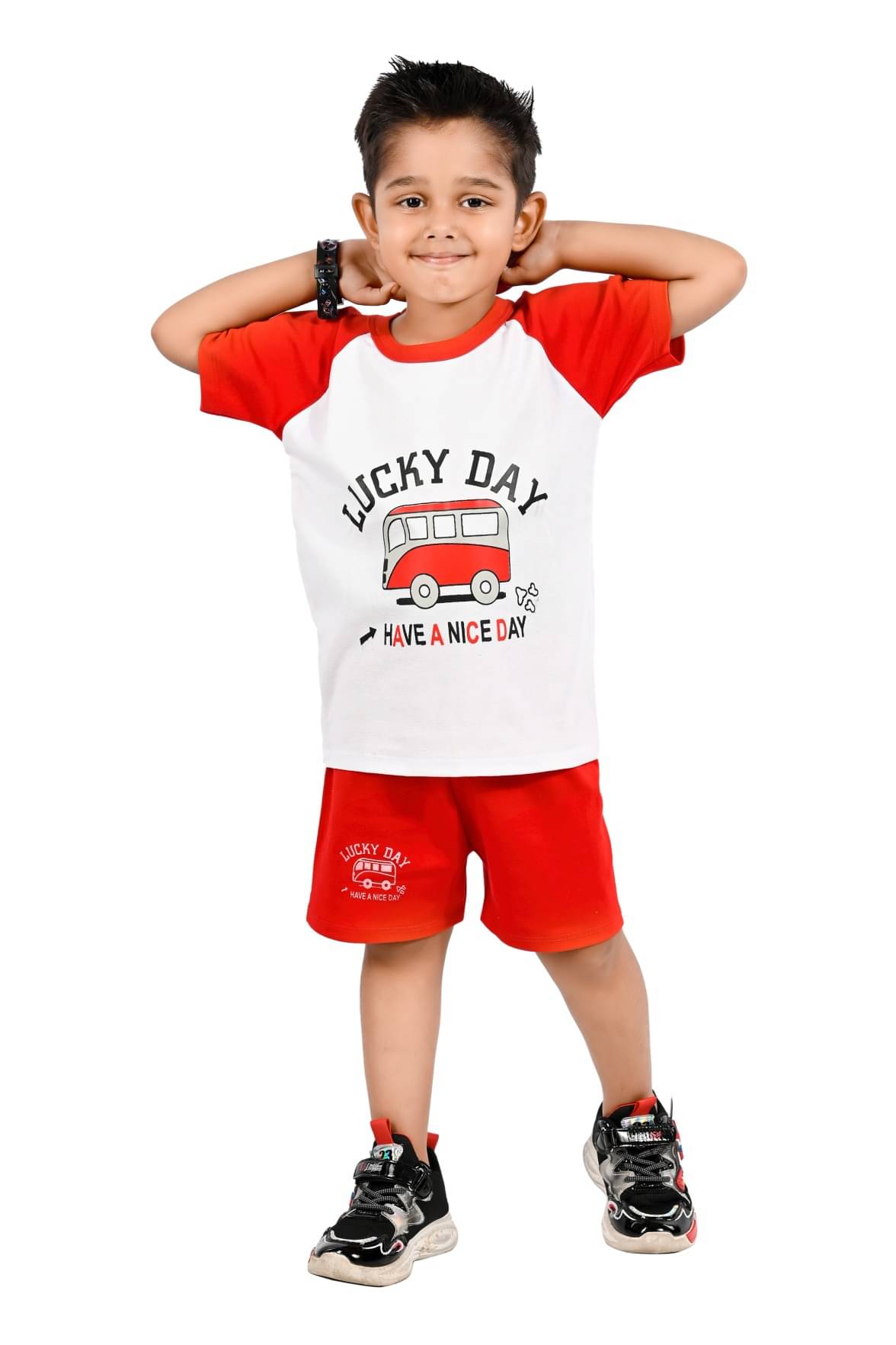 s muktar garments Pack of 1 Baby Boys Cotton Blend T-Shirt & Shorts Set ( Red ) s muktar garments Pack of 1 Baby Boys Cotton Blend T-Shirt & Shorts Set ( Red )