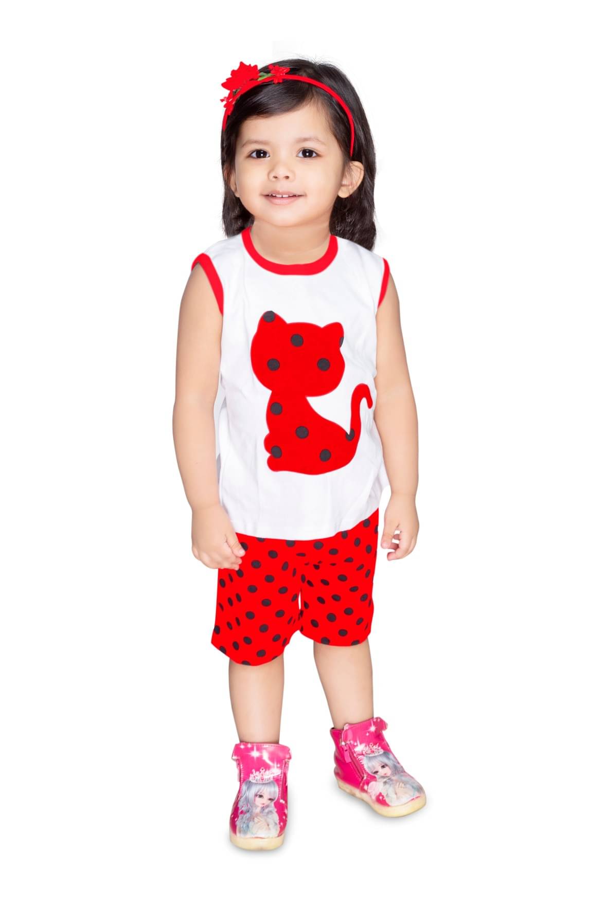     			s muktar garments Pack of 1 Baby Girls Cotton T-shirt & Shorts ( Red )