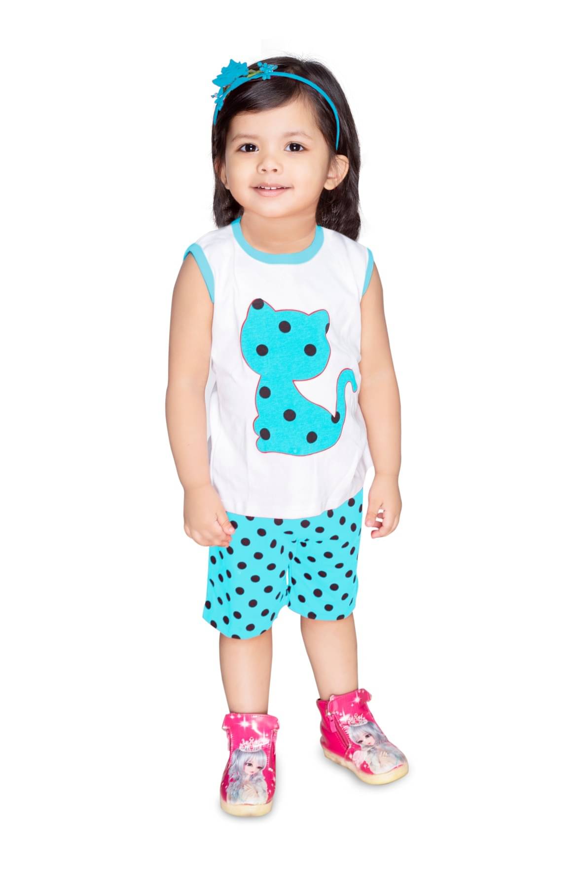     			s muktar garments Pack of 1 Baby Girls Cotton T-shirt & Shorts ( Light Blue )