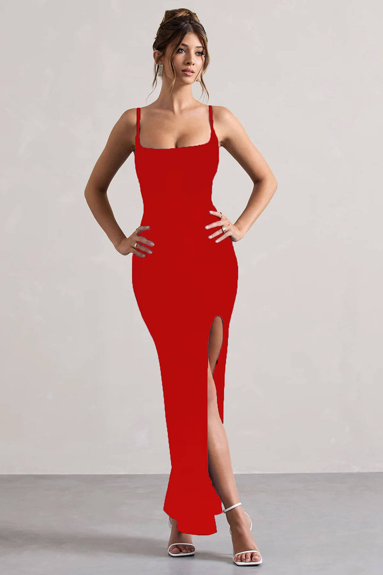     			wanquila Women's Lycra Solid Bodycon Dress ( Red )