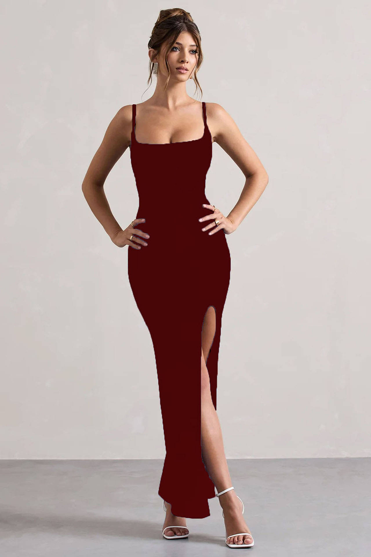 wanquila Women's Lycra Solid Bodycon Dress ( Maroon ) wanquila Women's Lycra Solid Bodycon Dress ( Maroon )