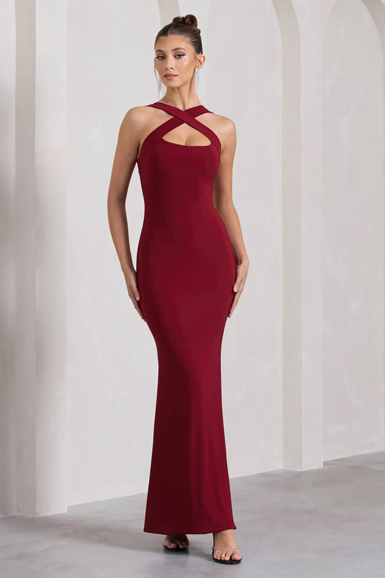 wanquila Women's Lycra Solid Bodycon Dress ( Maroon ) wanquila Women's Lycra Solid Bodycon Dress ( Maroon )