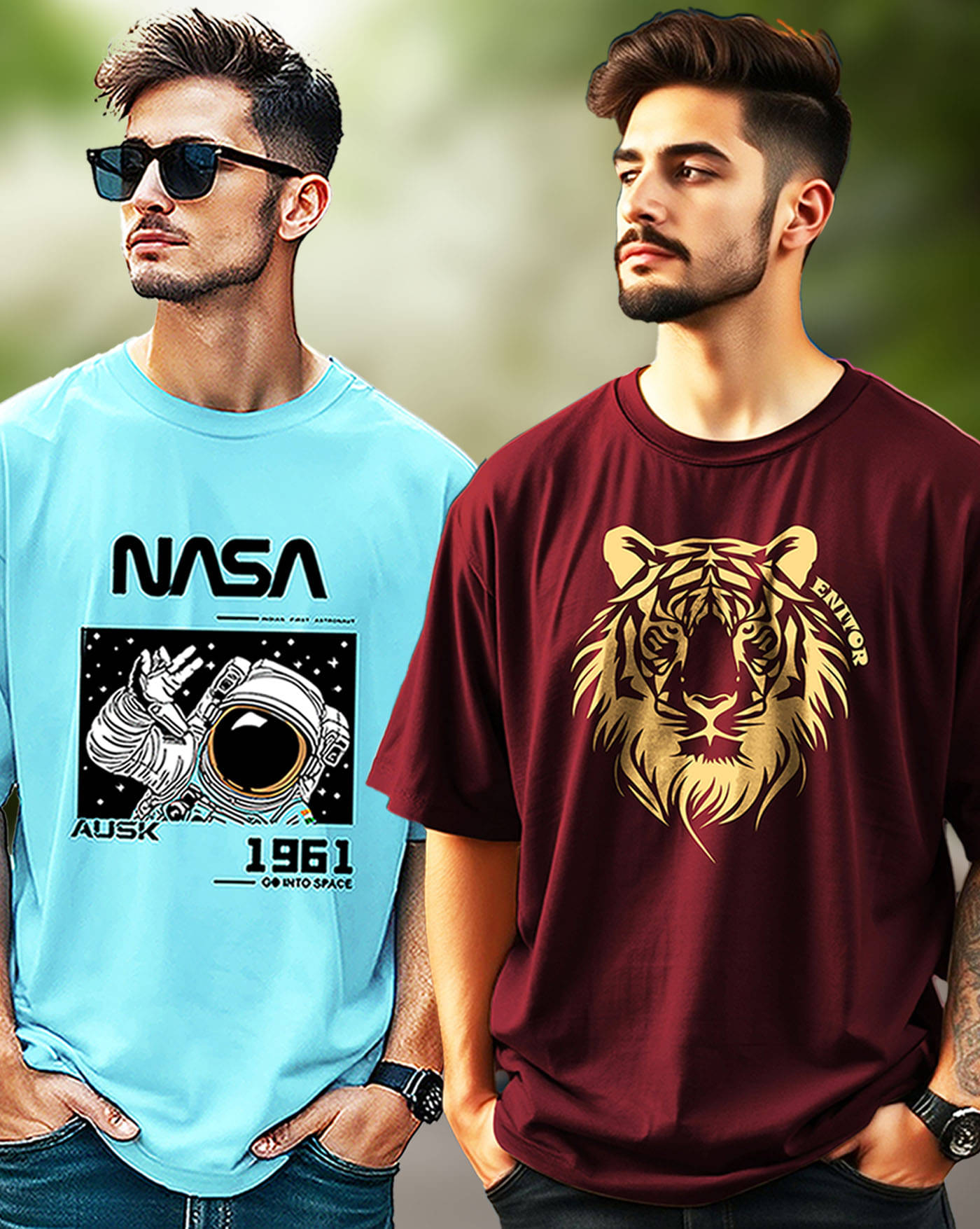     			AOOSH Men Cotton Blend Oversized Fit Printed T-Shirt ( Maroon )