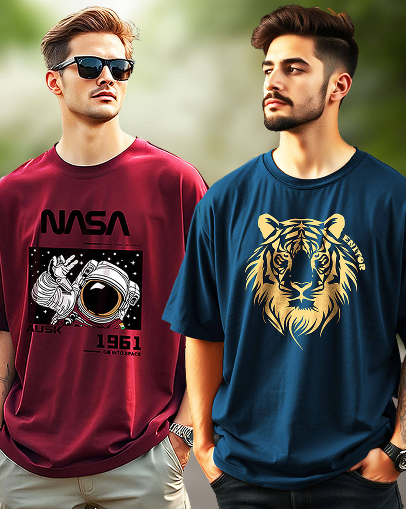     			AOOSH Men Cotton Blend Oversized Fit Printed T-Shirt ( Teal )