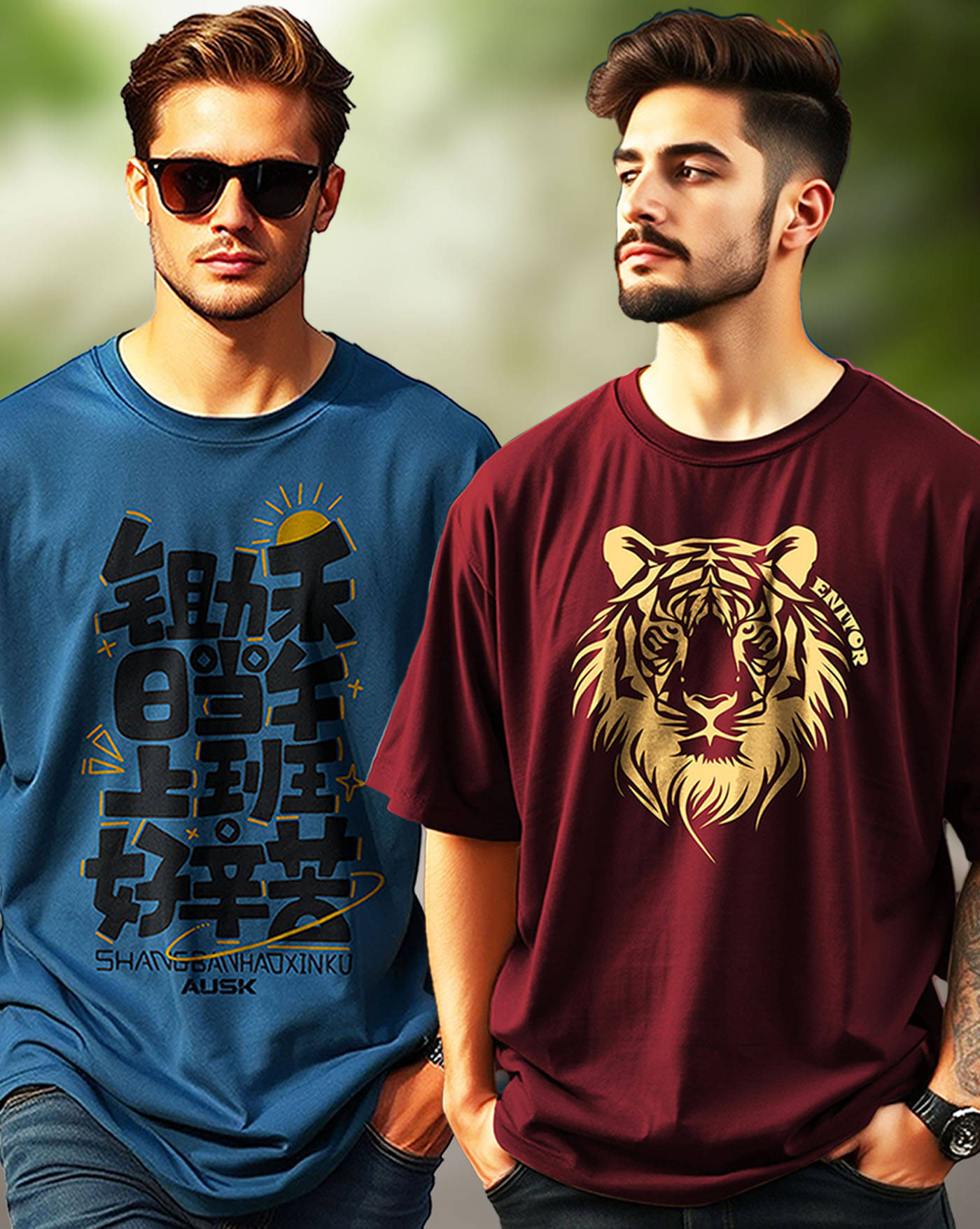     			AOOSH Men Cotton Blend Oversized Fit Printed T-Shirt ( Maroon )
