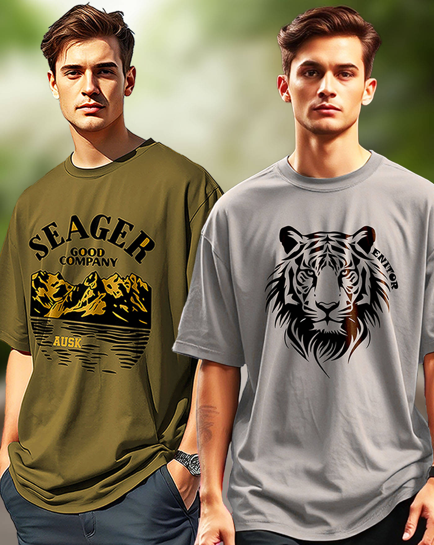     			AOOSH Men Cotton Blend Oversized Fit Printed T-Shirt ( Grey )