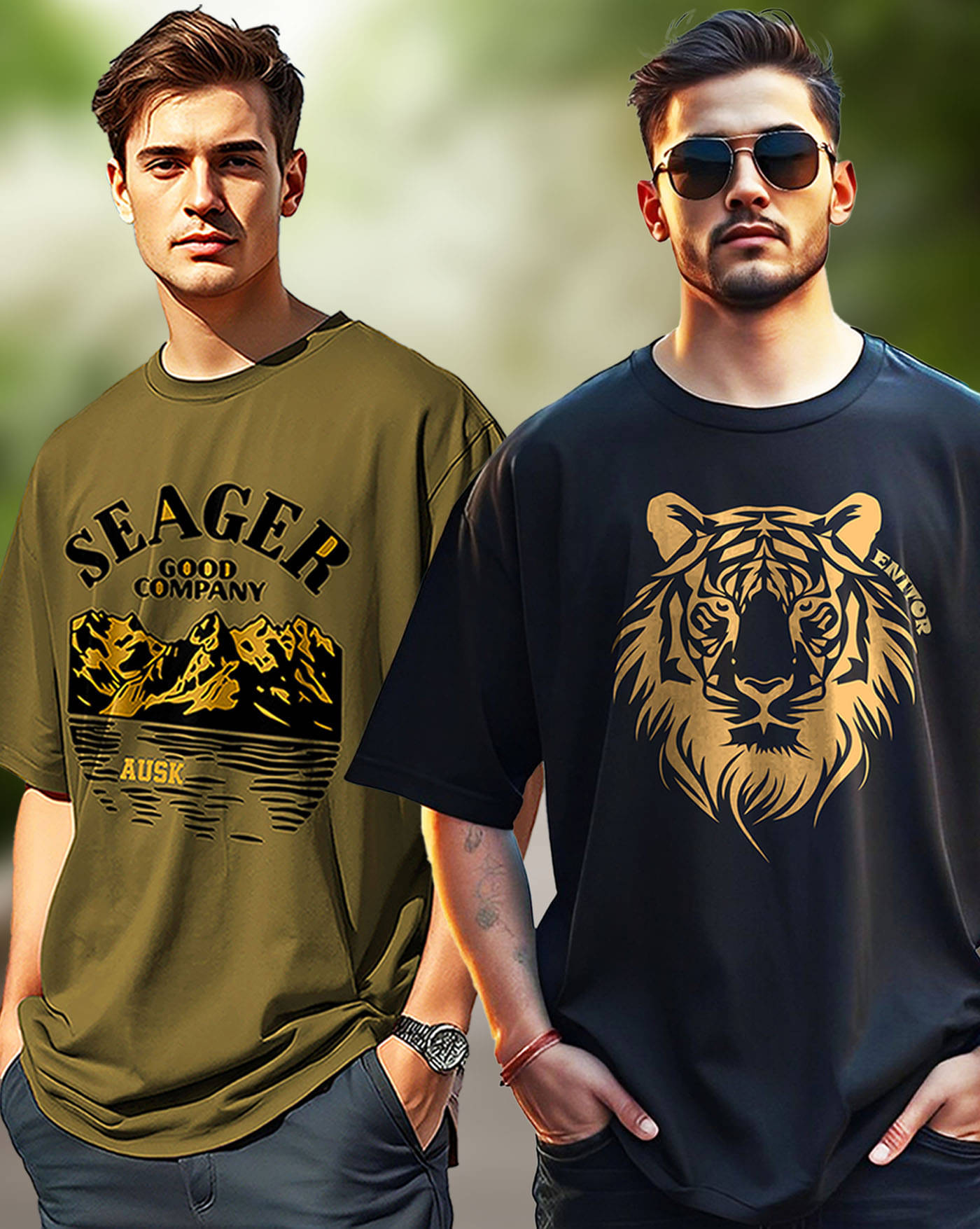     			AOOSH Men Cotton Blend Oversized Fit Printed T-Shirt ( Black )