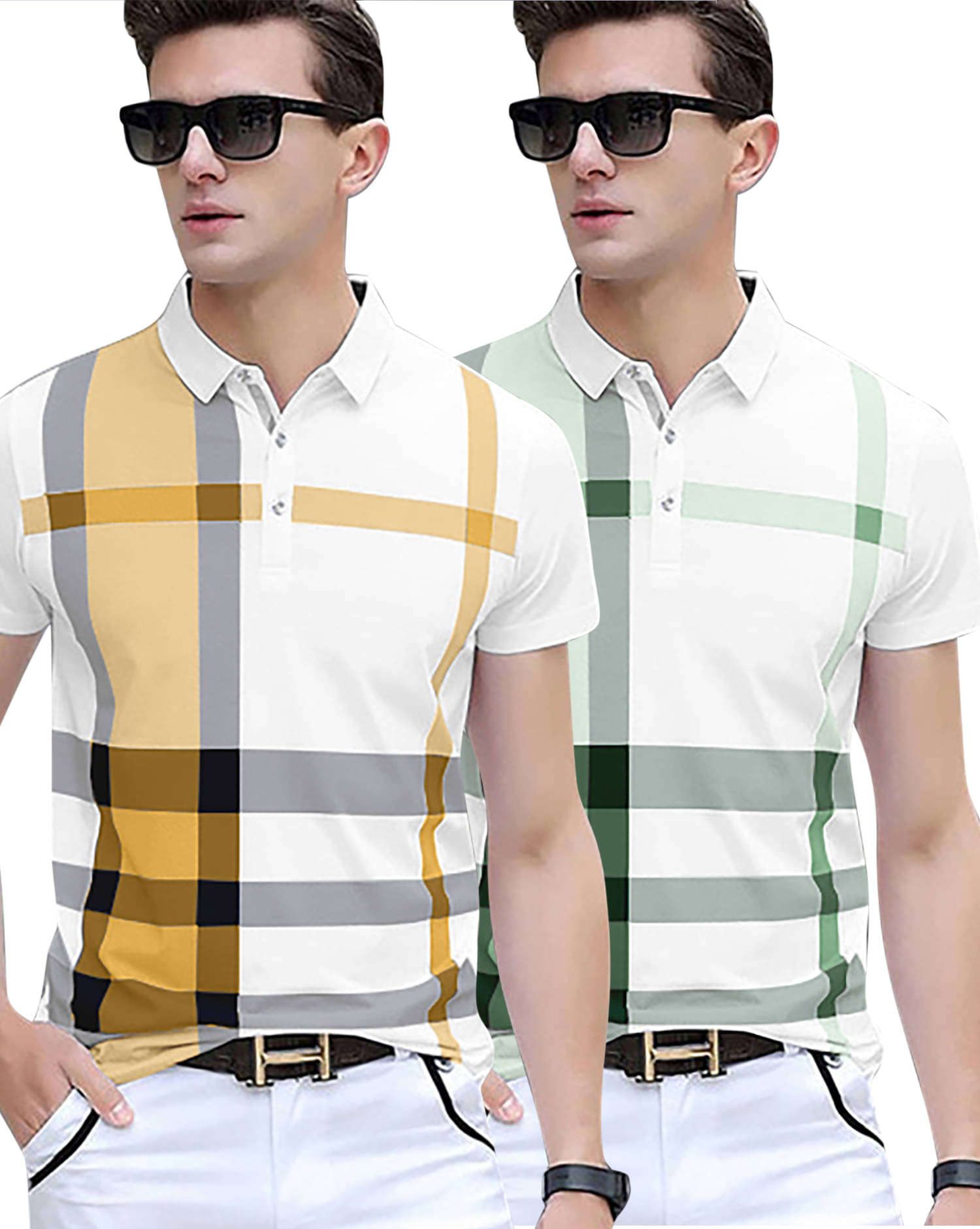     			AOOSH Men Cotton Blend Regular Fit Printed Polo T Shirt ( White )