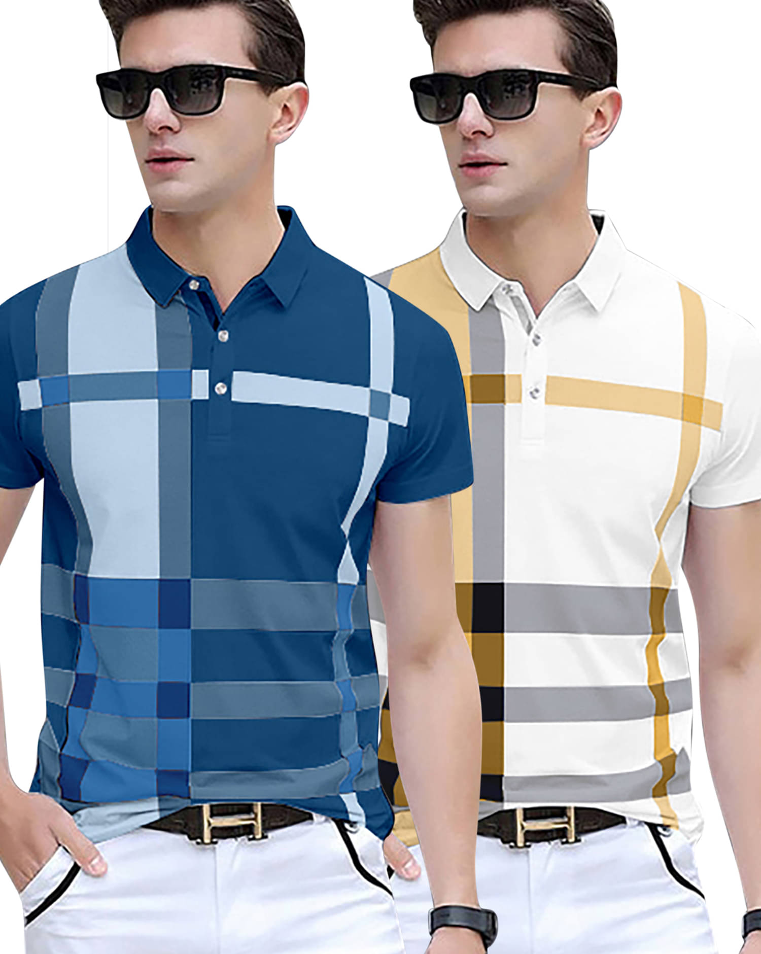     			AOOSH Men Cotton Blend Regular Fit Printed Polo T Shirt ( Teal Blue )