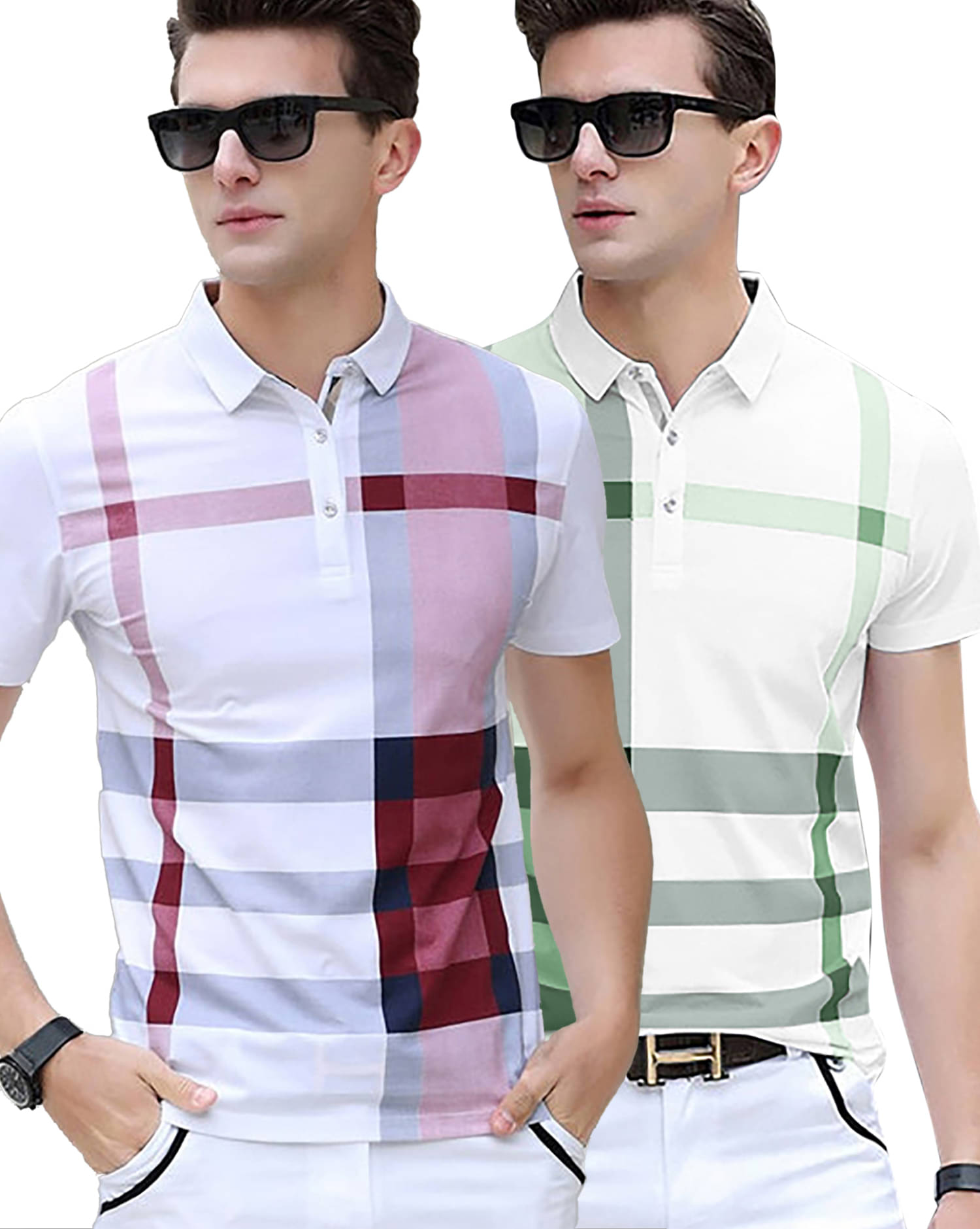    			AOOSH Men Cotton Blend Regular Fit Printed Polo T Shirt ( Lavender )